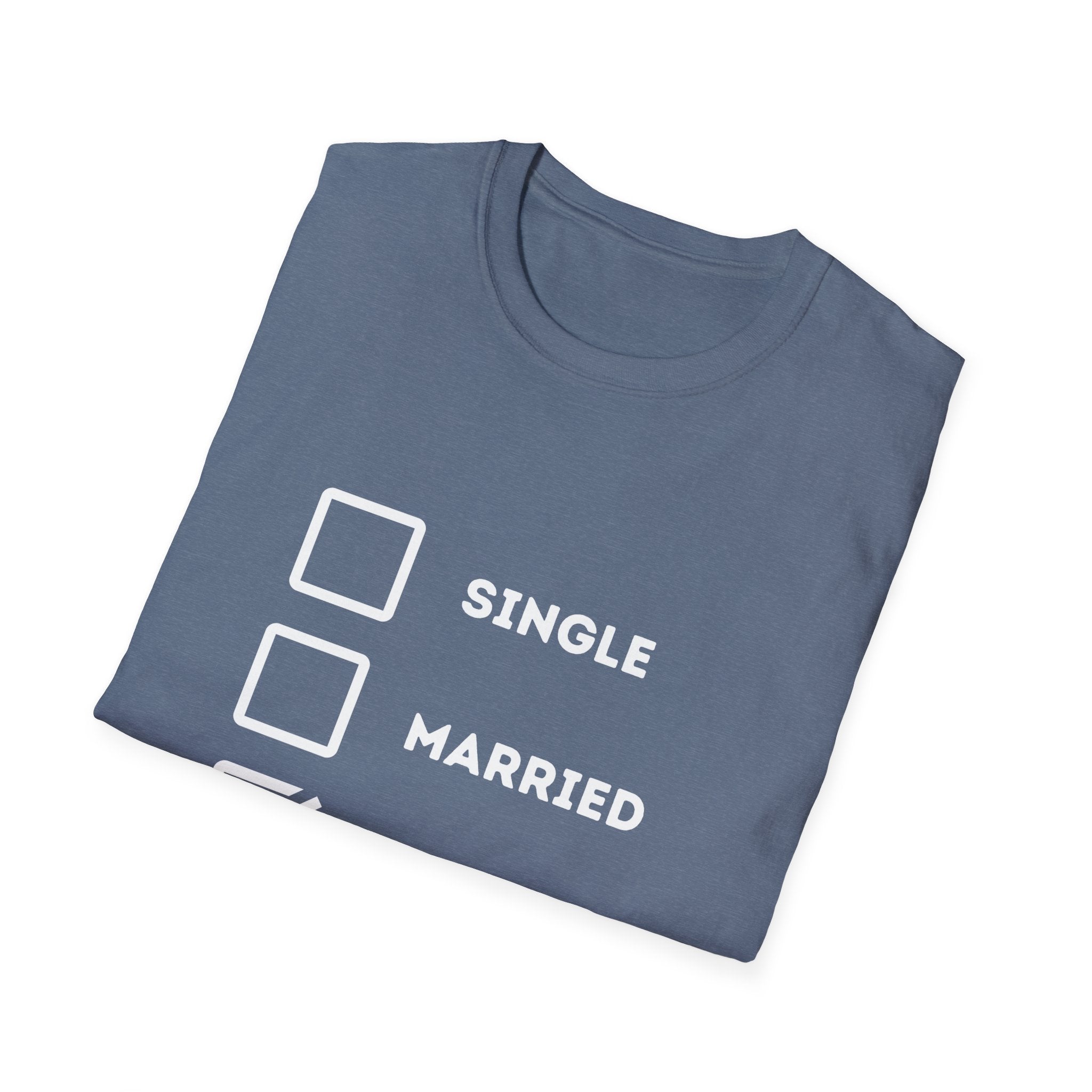 Unisex Softstyle "Single Married Fishing Check Box" T-Shirt - Comfortable Everyday Wear