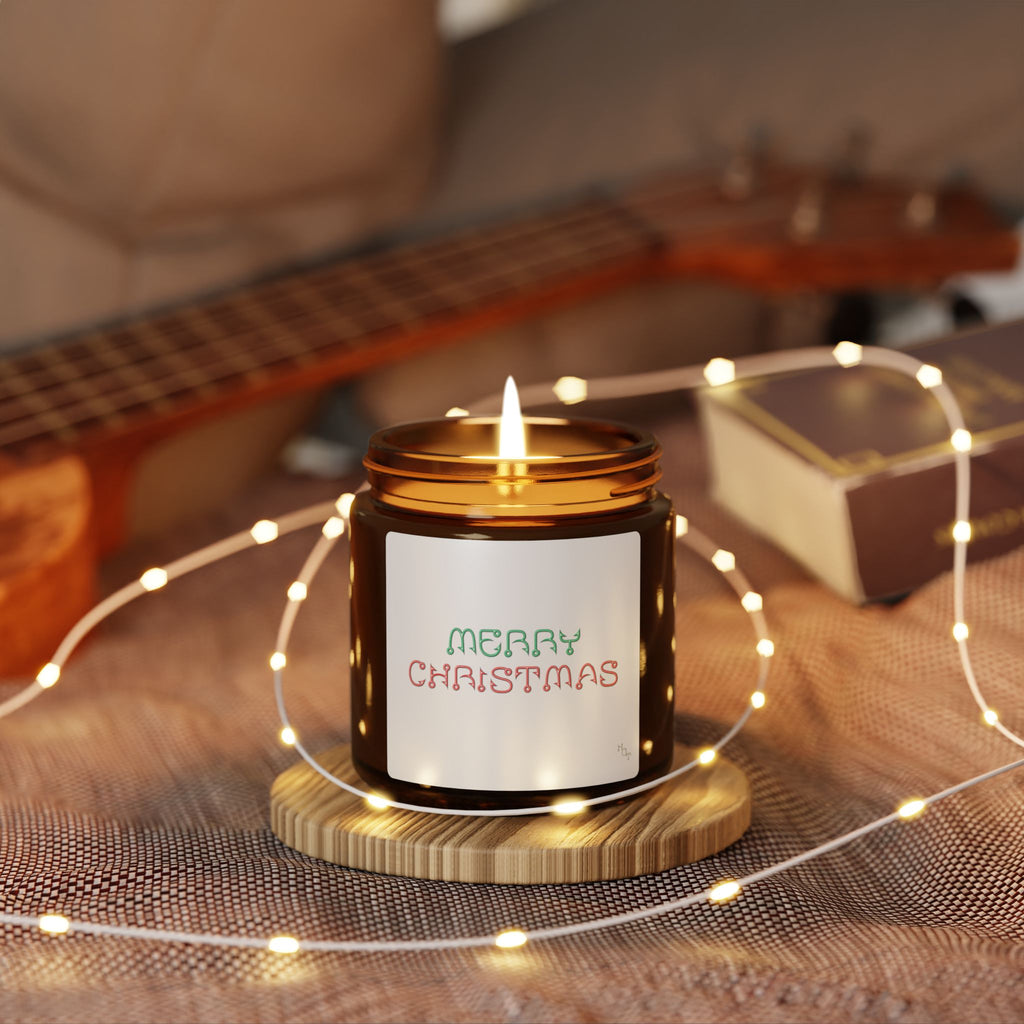Merry Christmas Scented Soy Candle — Amber Jar Holiday Candle