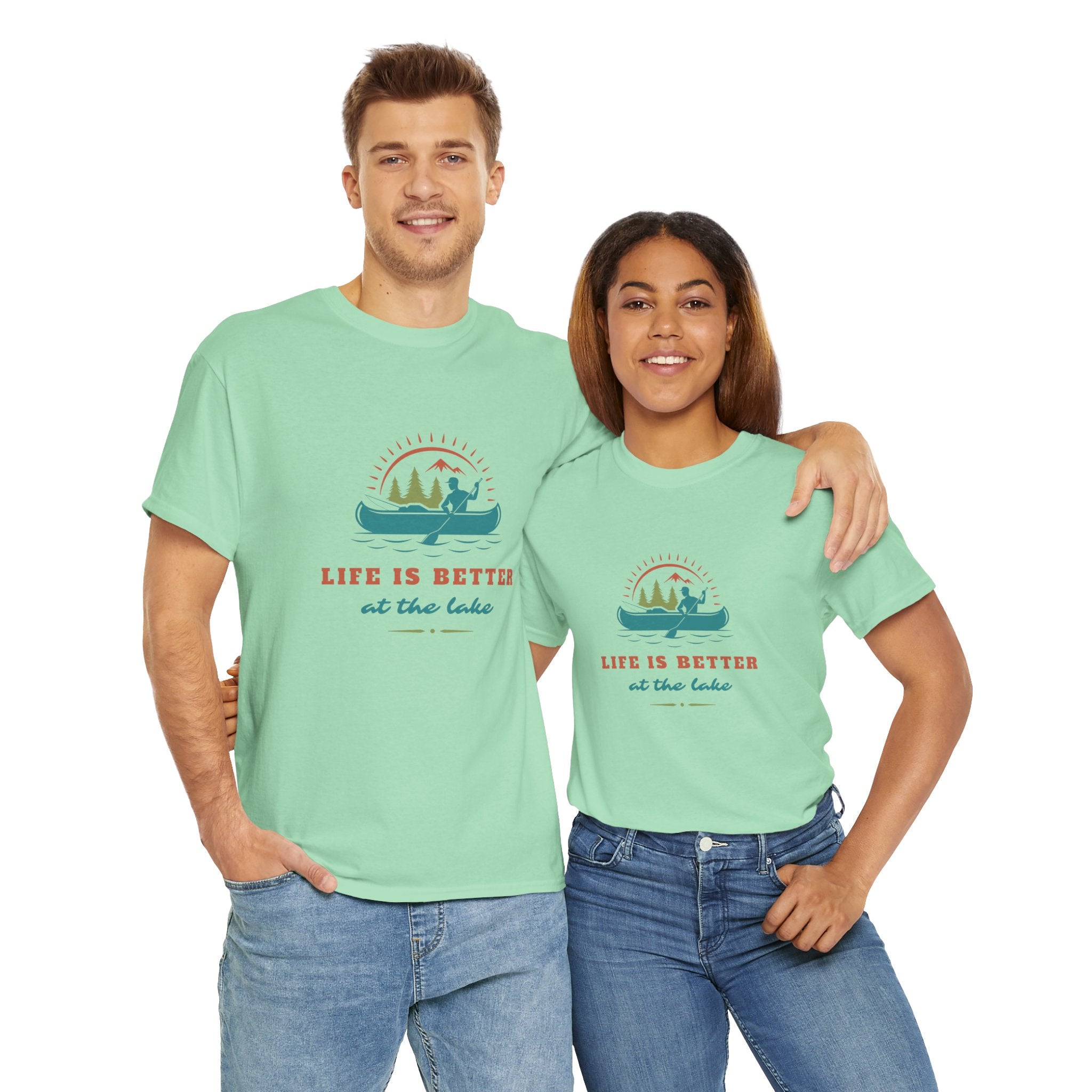Life is Better at the Lake Unisex Heavy Cotton T-Shirt - Comfortable Outdoor Shirt
