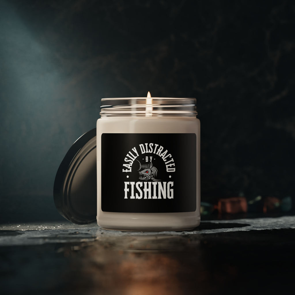 "Easily Distracted by Fishing" Scented Soy Candle - 9oz