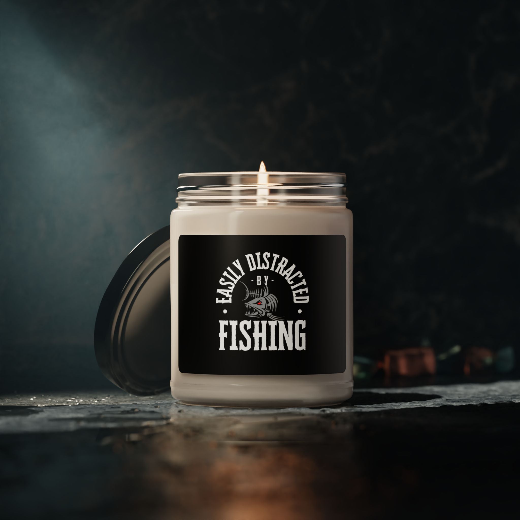 "Easily Distracted by Fishing" Scented Soy Candle - 9oz