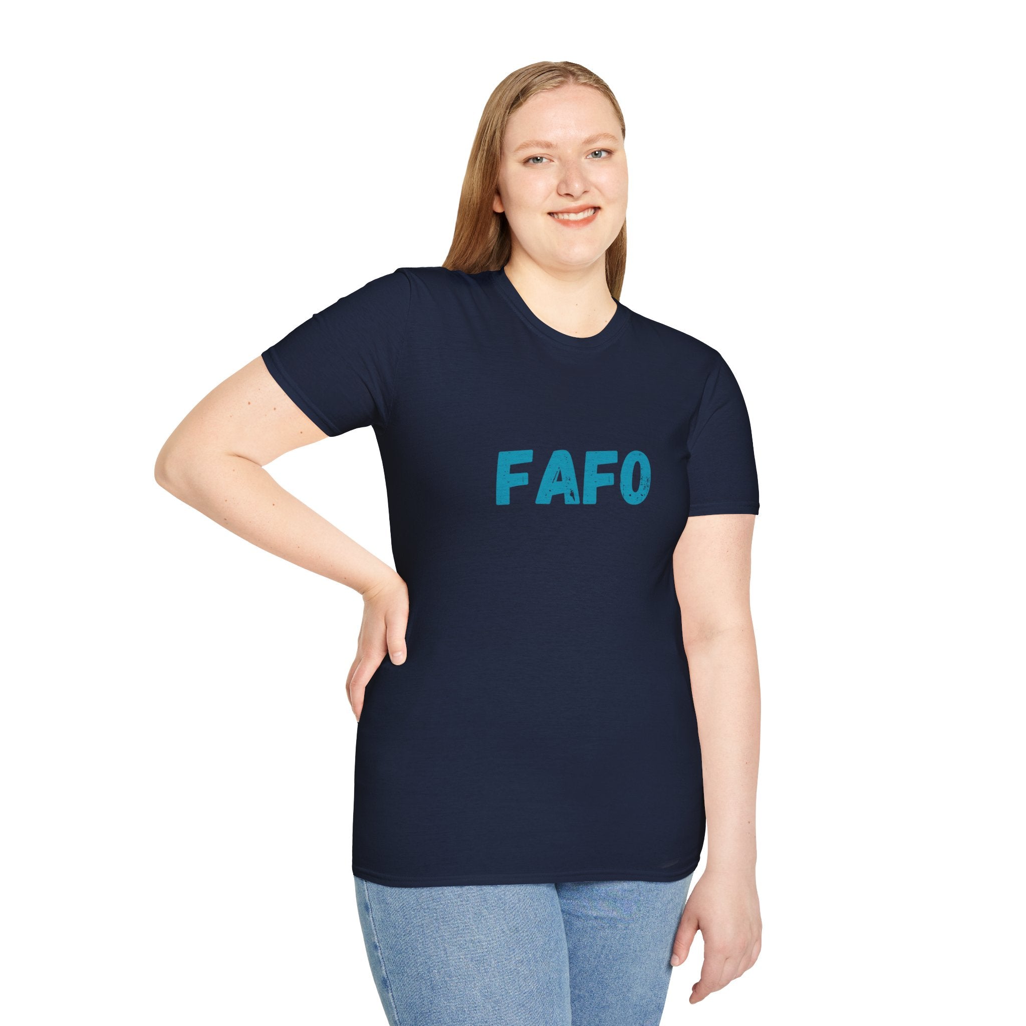 Humorous Unisex Softstyle T-Shirt - "Fish Around and Find Out - FAFO" Shark Design