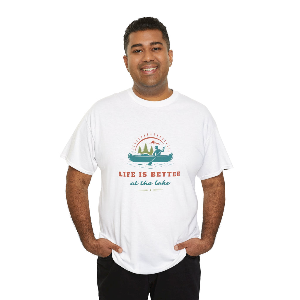 Life is Better at the Lake Unisex Heavy Cotton T-Shirt - Comfortable Outdoor Shirt
