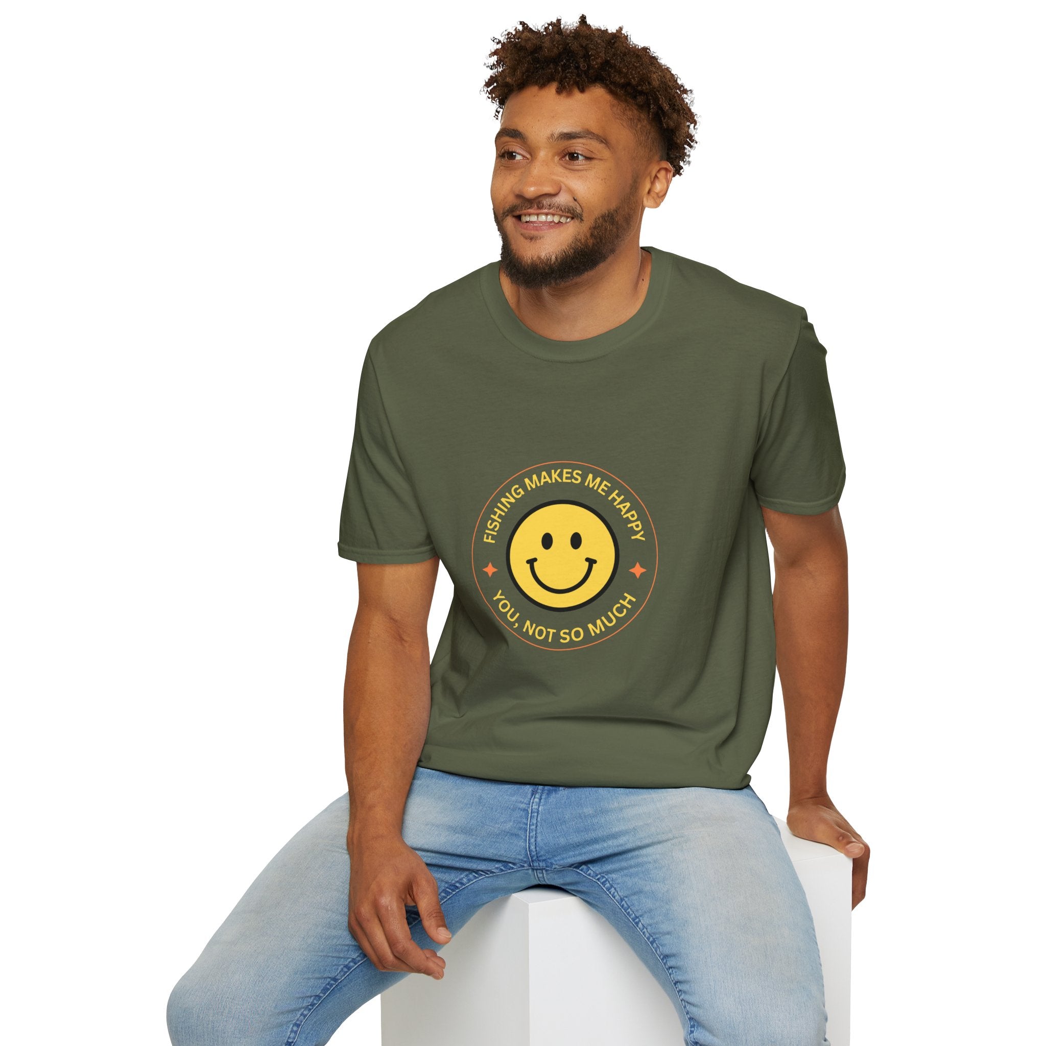 "Fishing Makes Me Happy" Unisex Softstyle T-Shirt