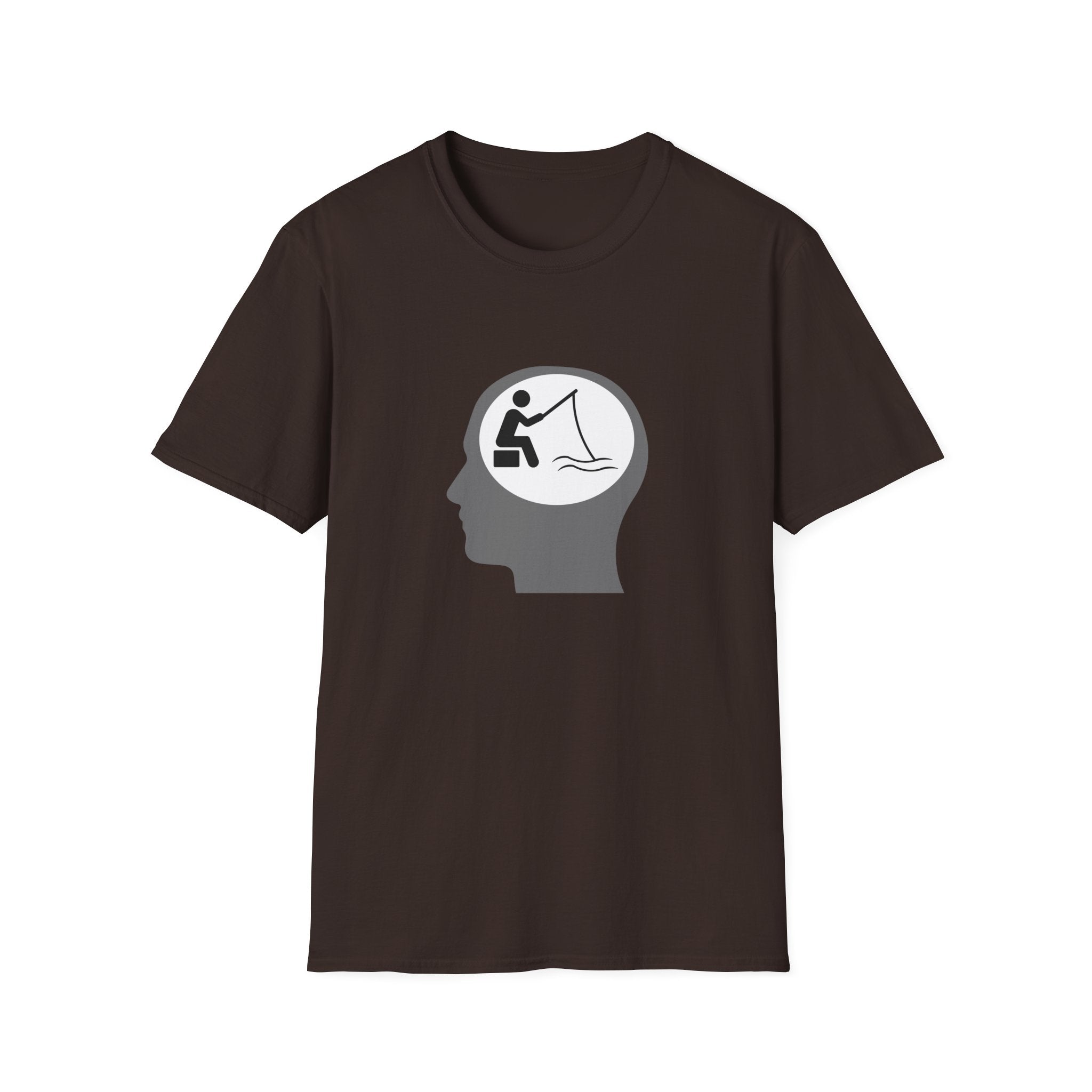 "Fishing On The Brain" Unisex Softstyle T-Shirt. #fishing #fish #fisherman #boating #boats #outdoors #creek #lake #bass