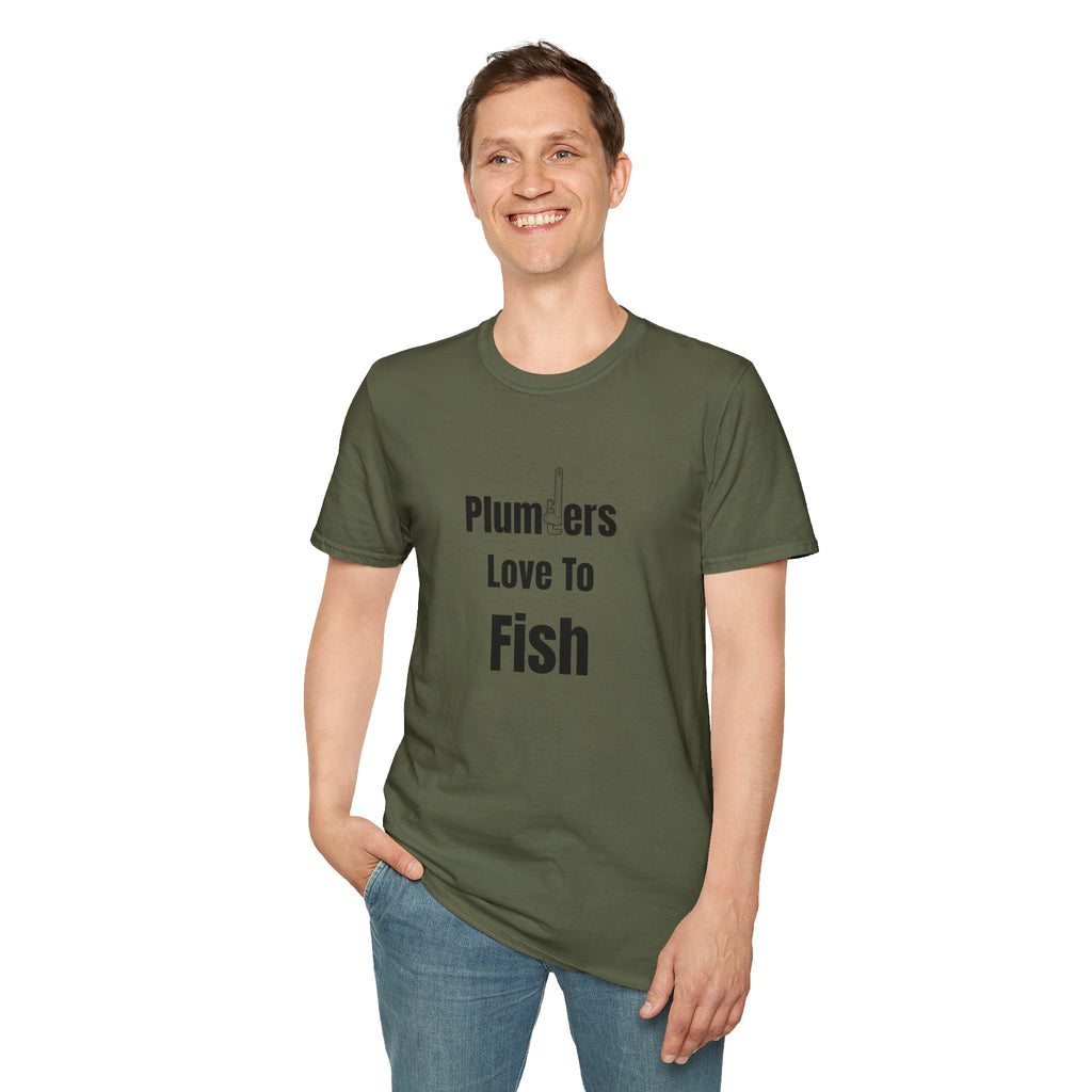 Plumbers Love To Fish T-Shirt — Funny Plumbing Fisherman Tee