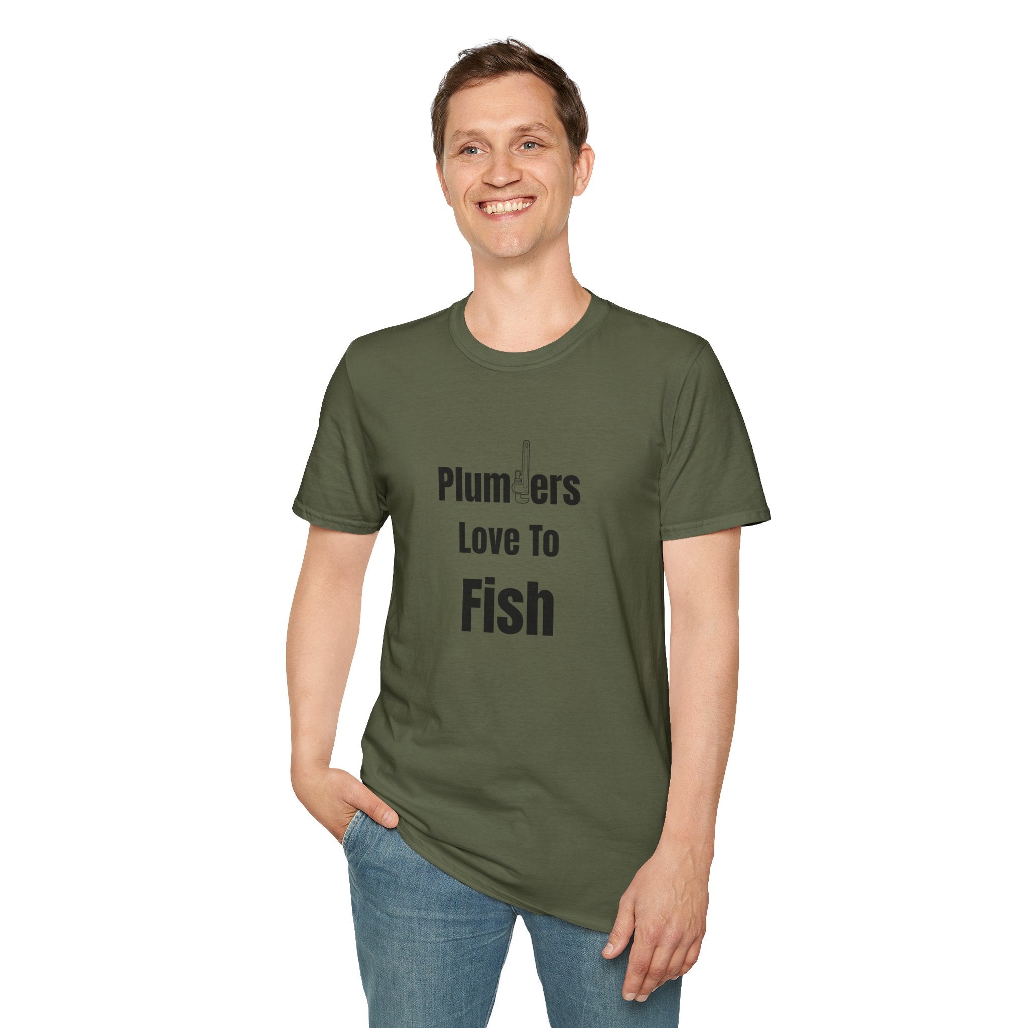 Plumbers Love To Fish T-Shirt — Funny Plumbing Fisherman Tee