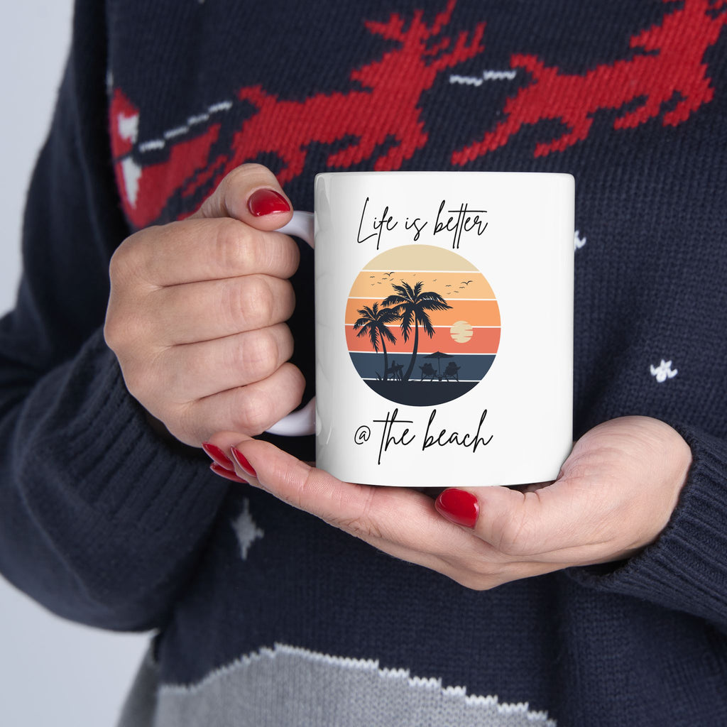 Tropical Sunset Ceramic Mug - "Life Is Better @ The Beach"