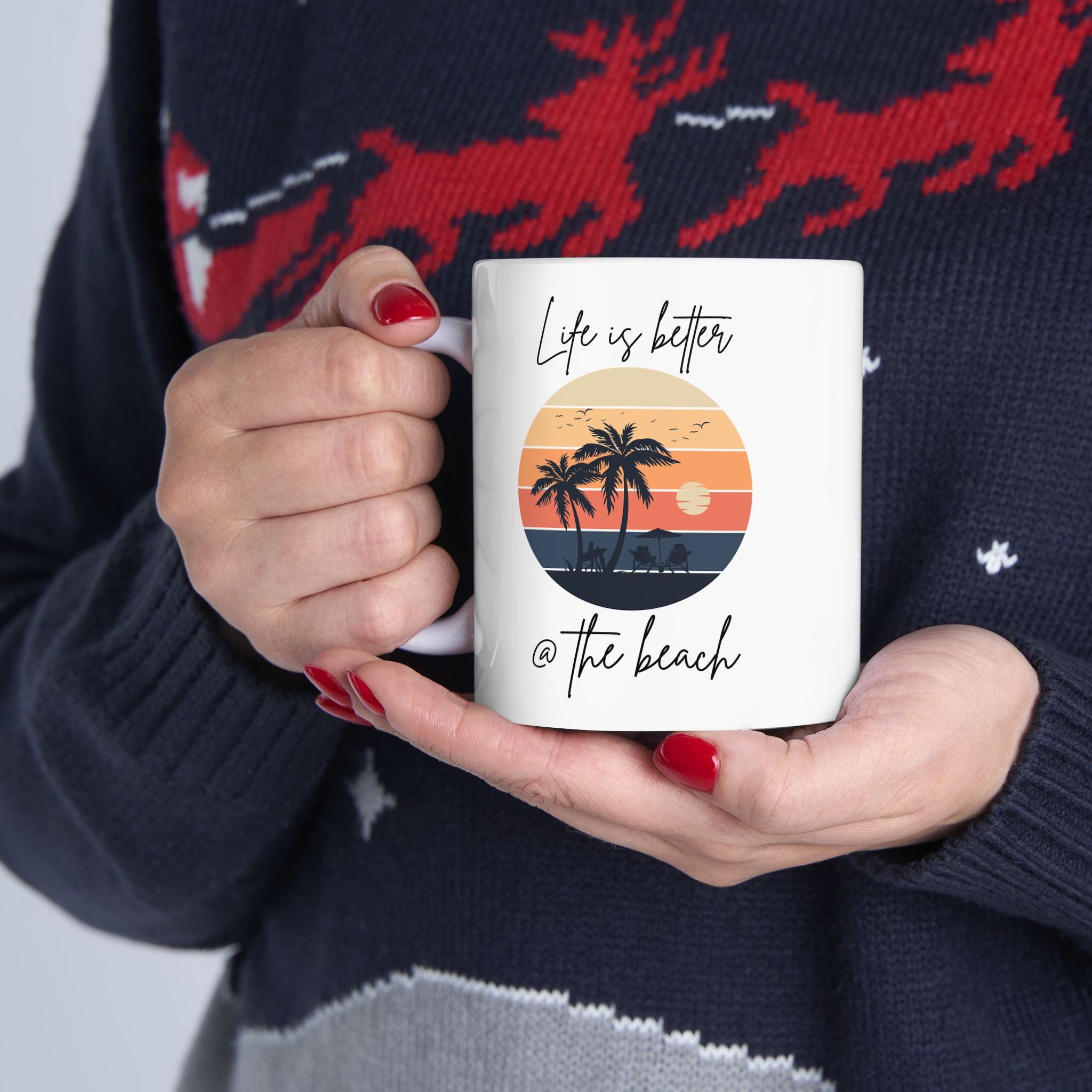 Tropical Sunset Ceramic Mug - "Life Is Better @ The Beach"