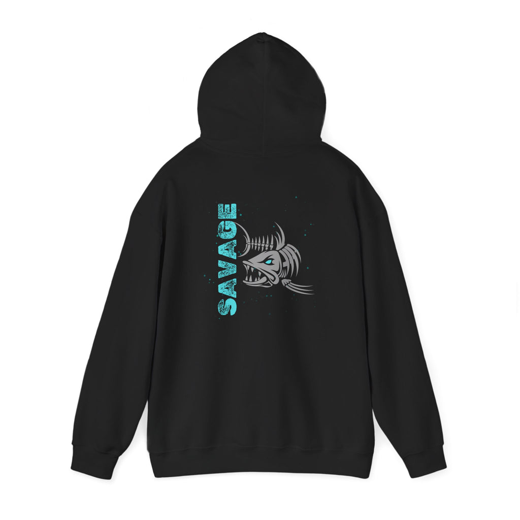 "Savage" Fish Hoodie - Retro Aqua Graphic Hooded Sweatshirt