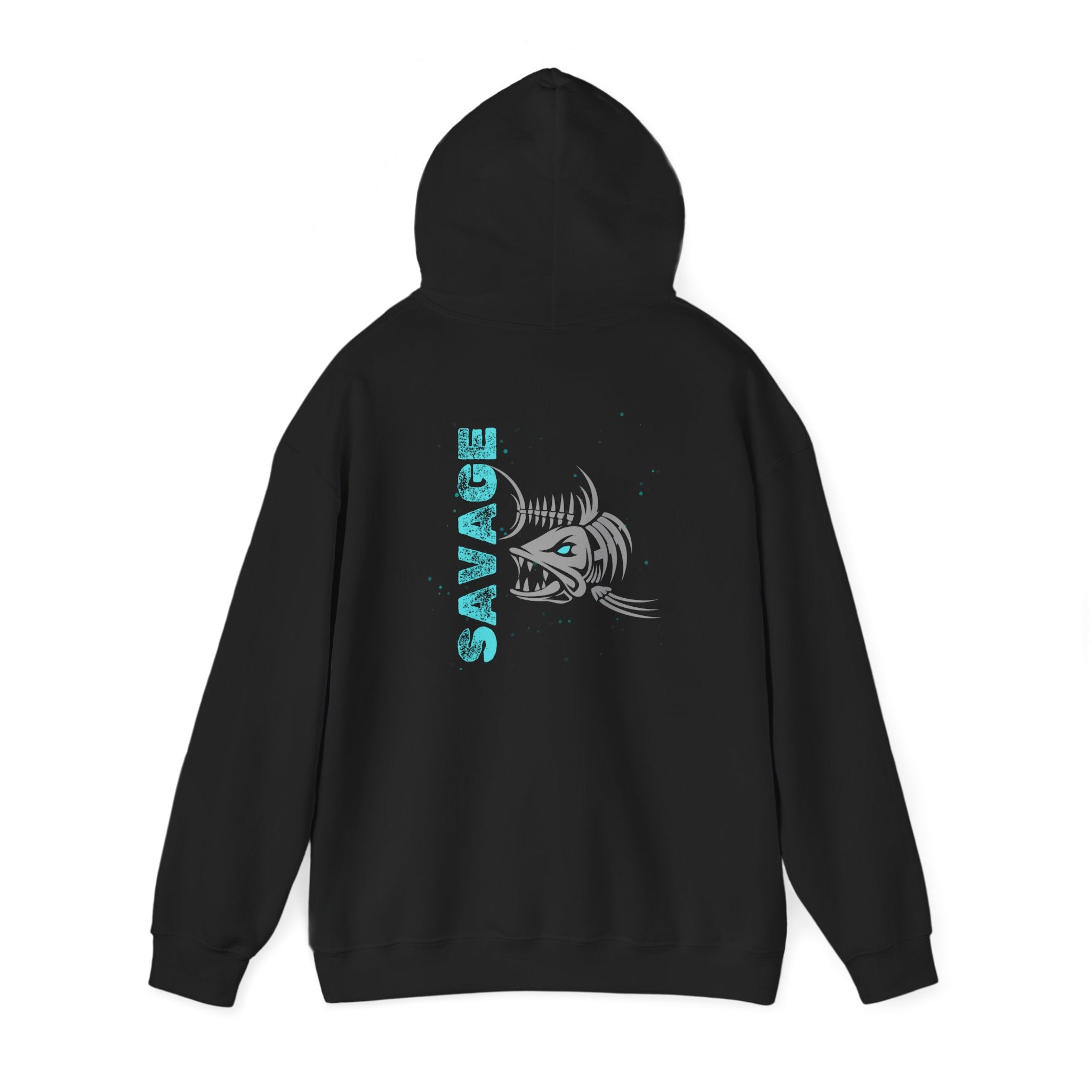 "Savage" Fish Hoodie - Retro Aqua Graphic Hooded Sweatshirt