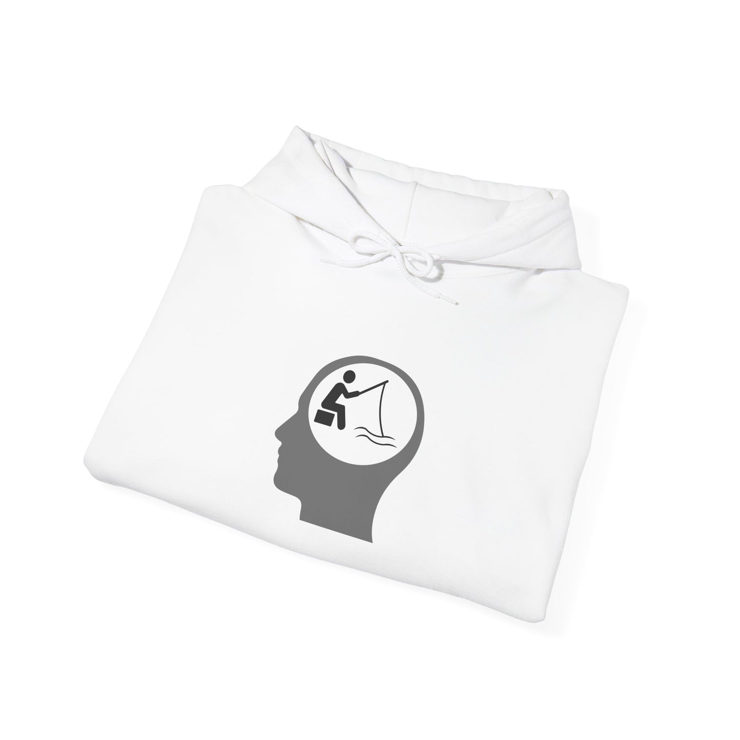 "Fishing On The Brain" Hoodie - Unisex Heavy Blend Sweatshirt with Relaxing Design