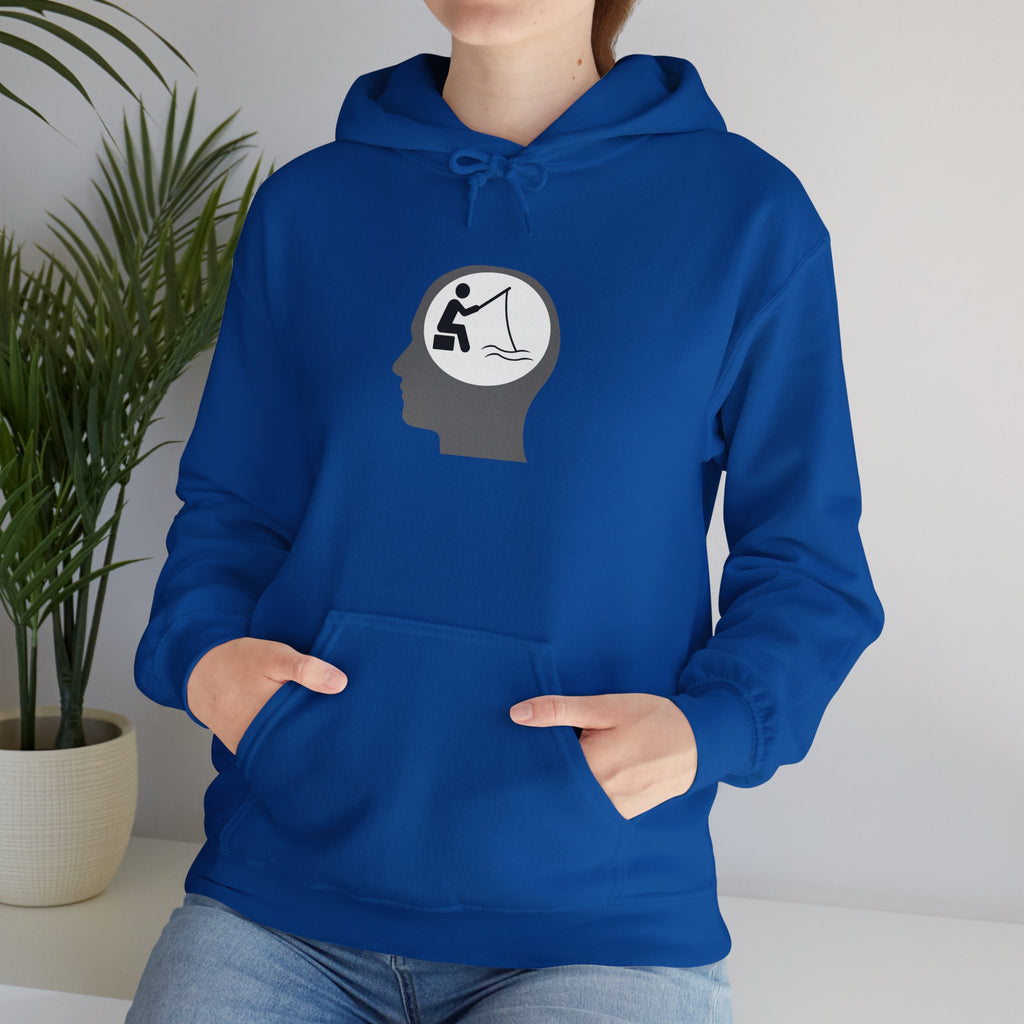"Fishing On The Brain" Hoodie - Unisex Heavy Blend Sweatshirt with Relaxing Design