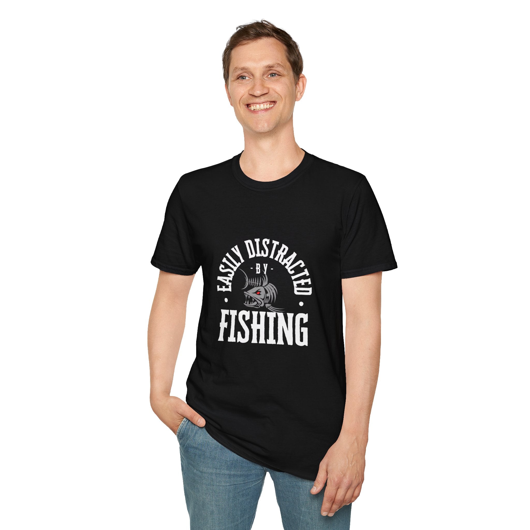 "Easily Distracted by Fishing" Unisex Softstyle T-Shirt