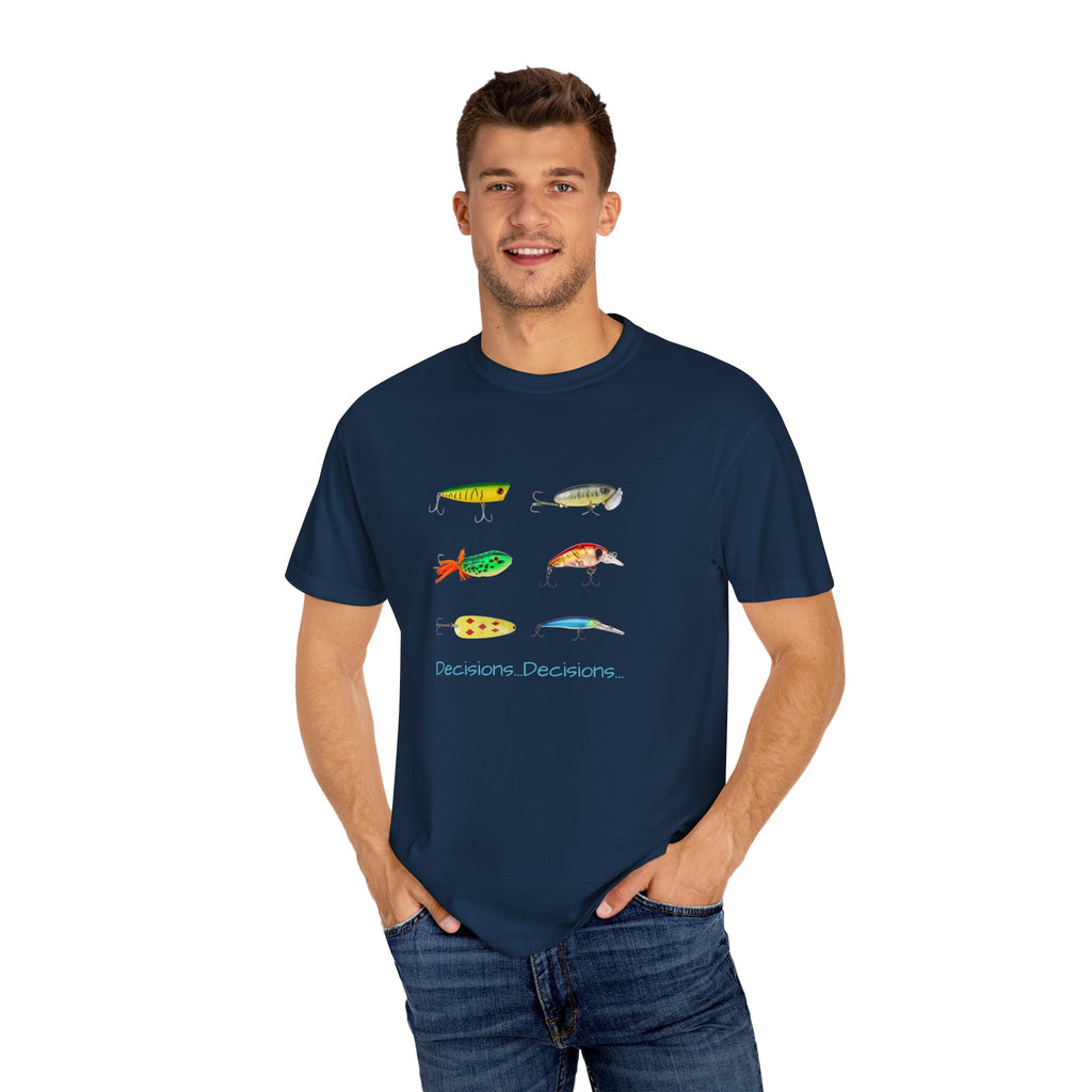 Unisex Fishing Theme T-Shirt - "Decisions, Decisions" Graphic Tee