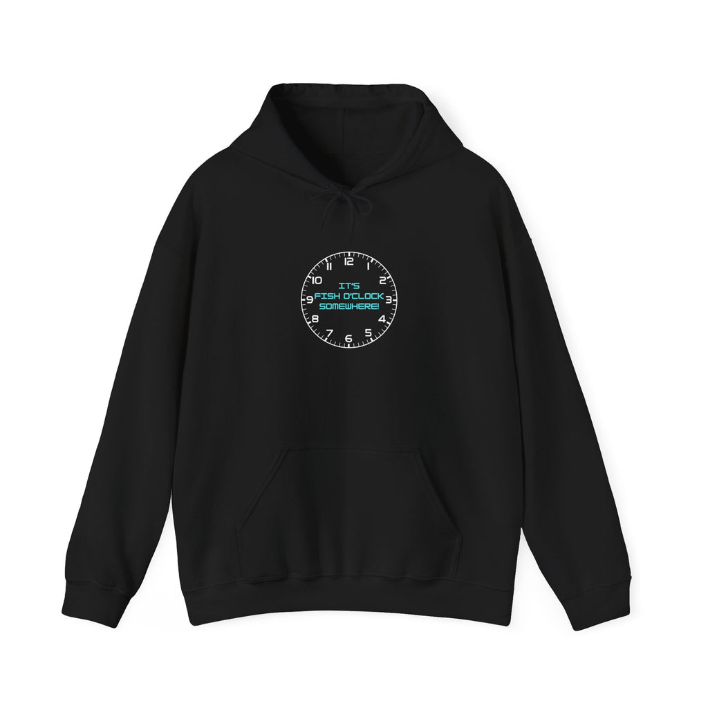 "It's Fish O'Clock Somewhere" Funny Fishing Heavy Blend™ Hooded Sweatshirt — Gift for Anglers
