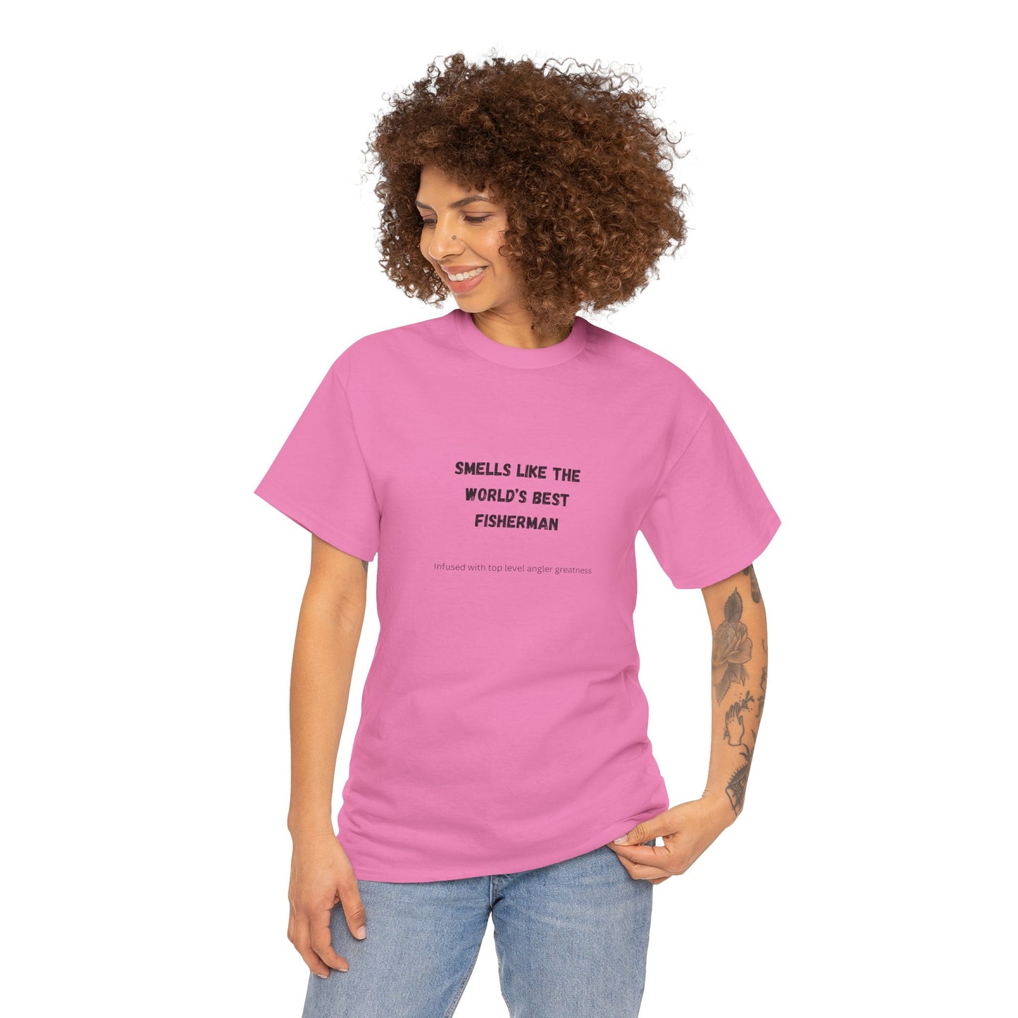 "Smells Like the World's Best Fisherman" Unisex Heavy Cotton Tee - Perfect Fishing Gift