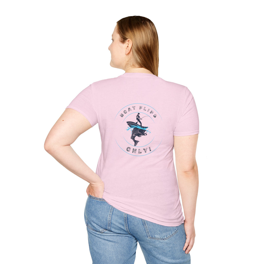 "BFO: Boat Flips Only" Unisex Softstyle T-Shirt - Perfect for Fishing Enthusiasts
