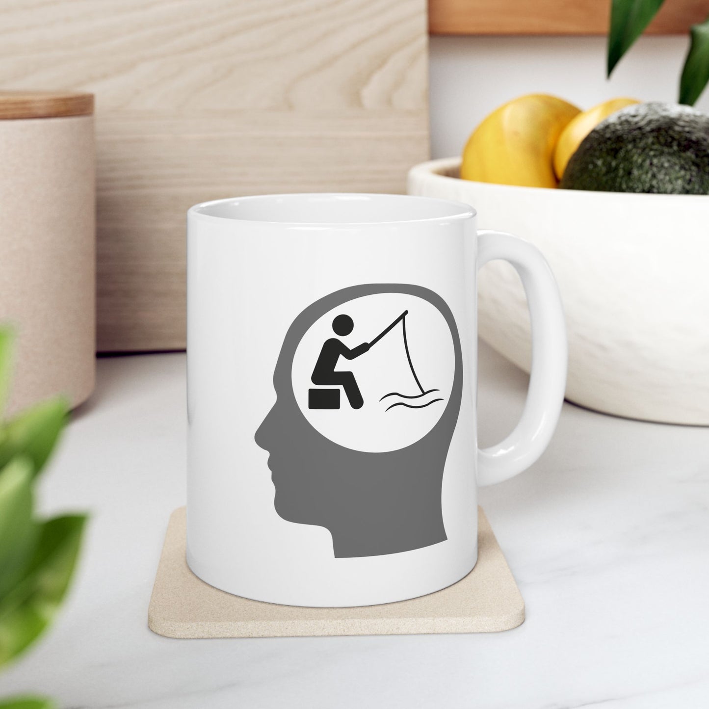 "Fishing On The Brain" Ceramic Mug, (11oz, 15oz). #fishing #fish #fisherman #coffeemugs #outdoors #coffee