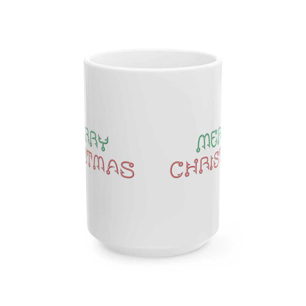 Merry Christmas Ceramic Mug — Festive Red & Green Holiday Coffee Cup (11oz, 15oz)
