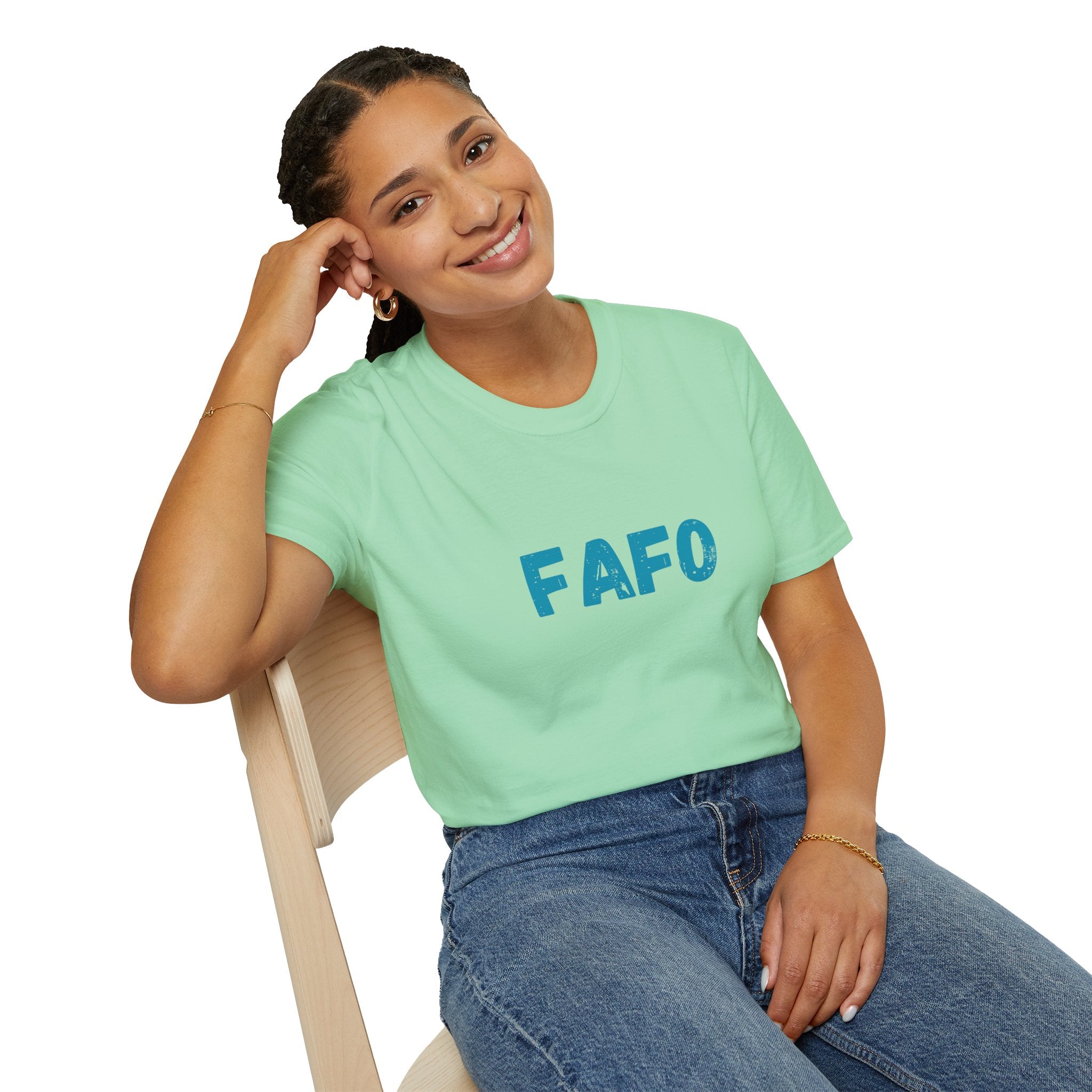 Humorous Unisex Softstyle T-Shirt - "Fish Around and Find Out - FAFO" Shark Design