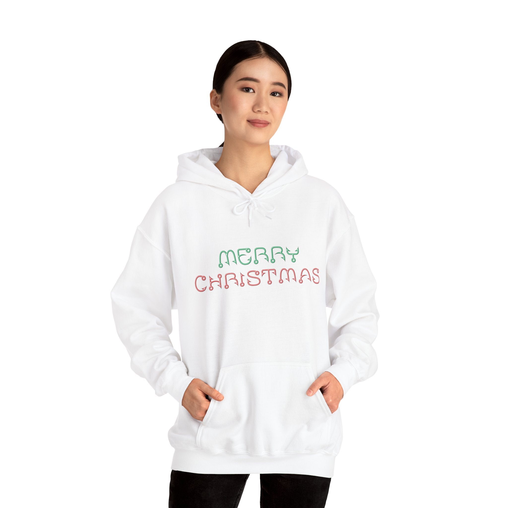 Merry Christmas Fishing Hook Script Hoodie — Cozy Holiday Sweatshirt