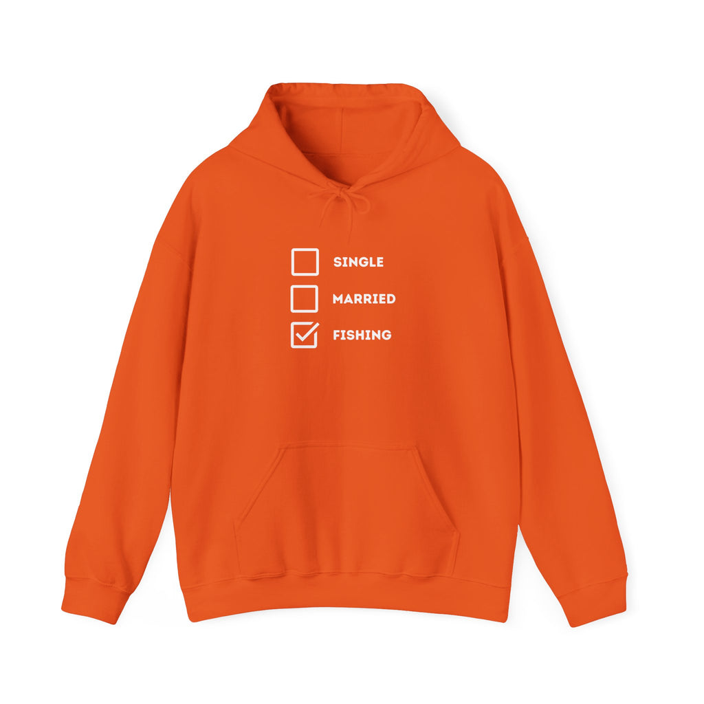 Fishing Humor Unisex Hoodie - "Single, Married, Fishing Checkbox" Design -Perfect for Anglers