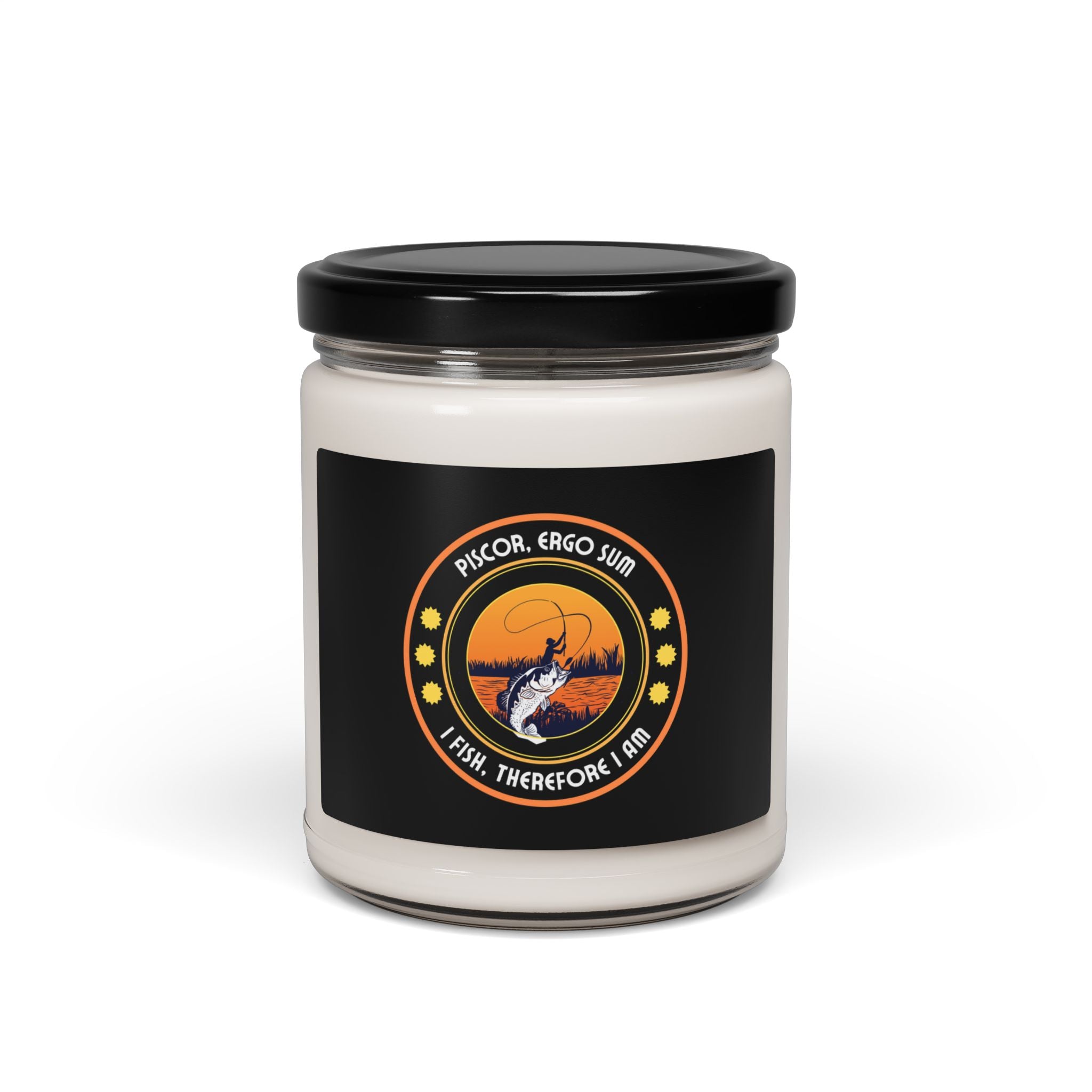 Scented Soy Candle - "I Fish, Therefore I Am" - 9oz Eco-Friendly Fishing Gift