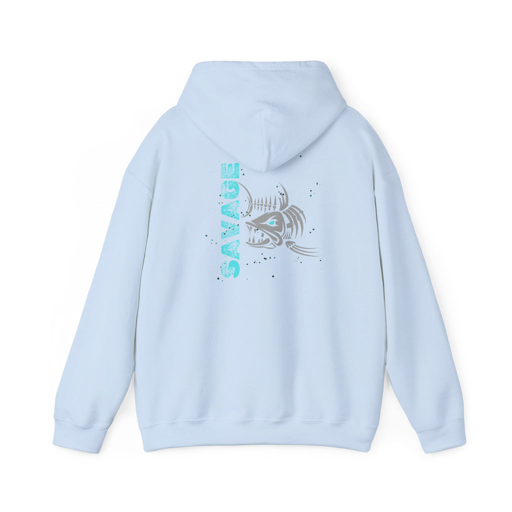 "Savage" Fish Hoodie - Retro Aqua Graphic Hooded Sweatshirt