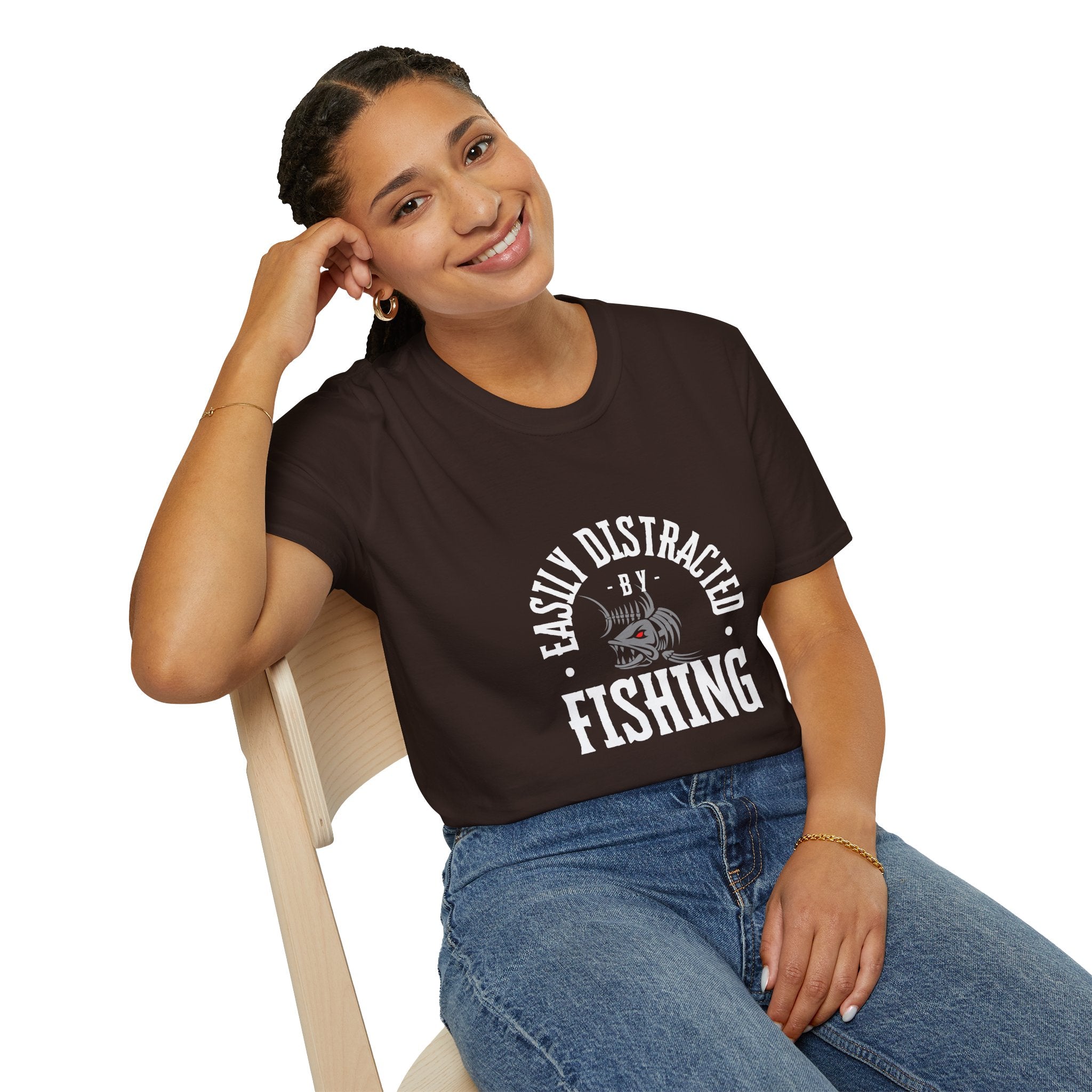 "Easily Distracted by Fishing" Unisex Softstyle T-Shirt