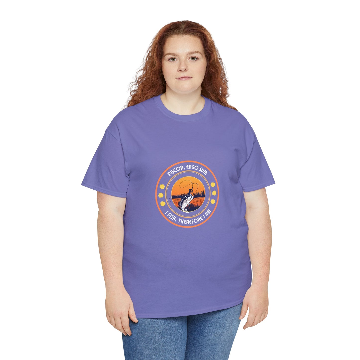 "I Fish, Therefore I Am" Unisex Heavy Cotton Tee - Graphic T-Shirt with Fishing Motif