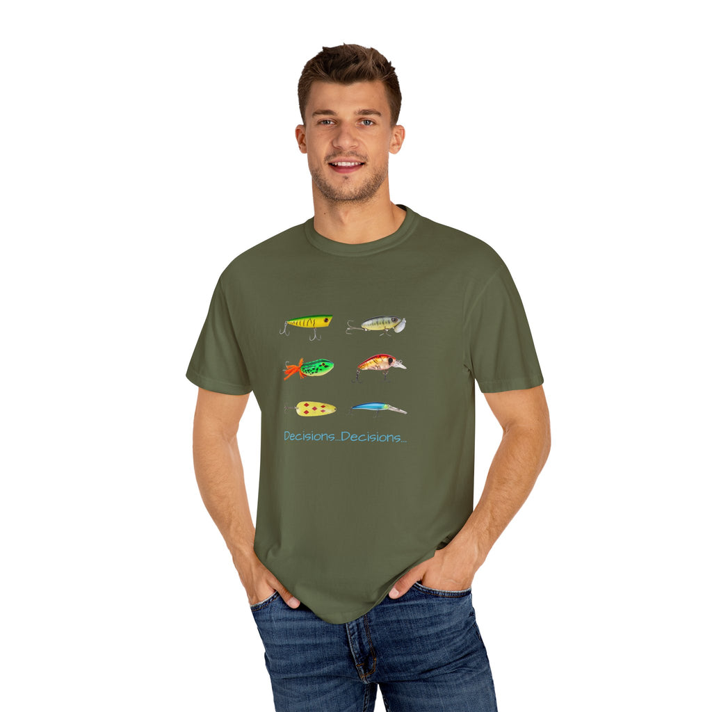 Unisex Fishing Theme T-Shirt - "Decisions, Decisions" Graphic Tee