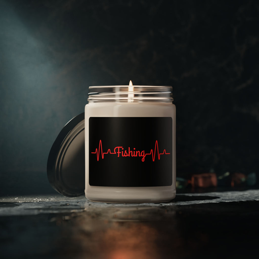 "Fishing Heartbeat" Funny Fishing Soy Candle (9oz) — Gift for Anglers