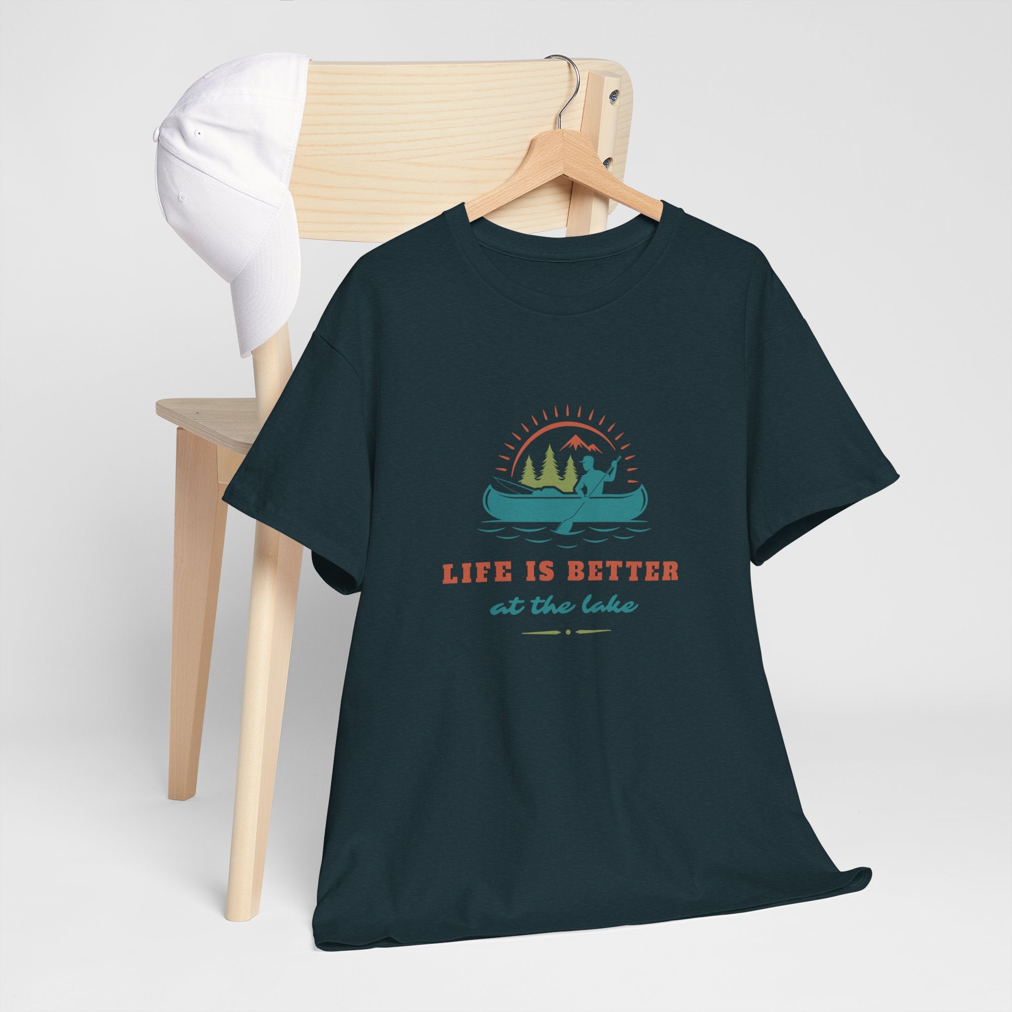 Life is Better at the Lake Unisex Heavy Cotton T-Shirt - Comfortable Outdoor Shirt
