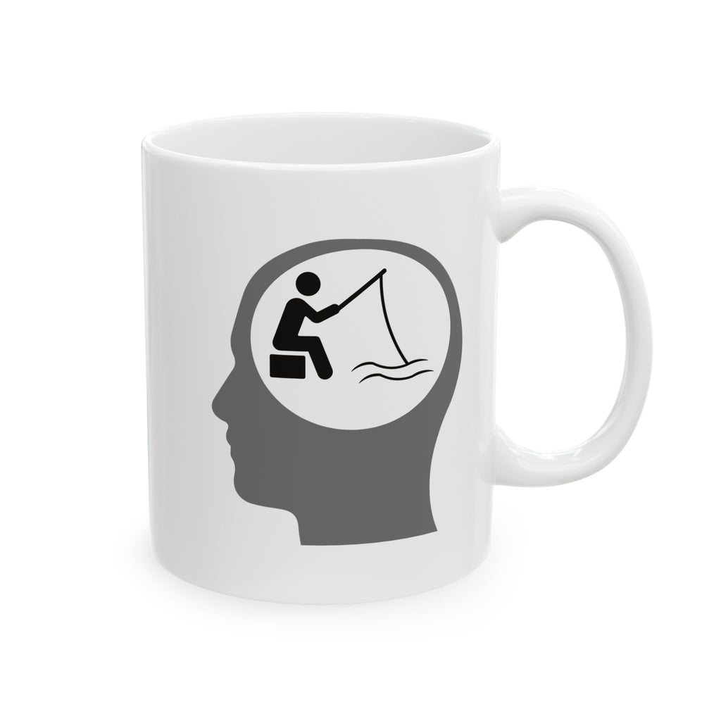 "Fishing On The Brain" Ceramic Mug, (11oz, 15oz). #fishing #fish #fisherman #coffeemugs #outdoors #coffee