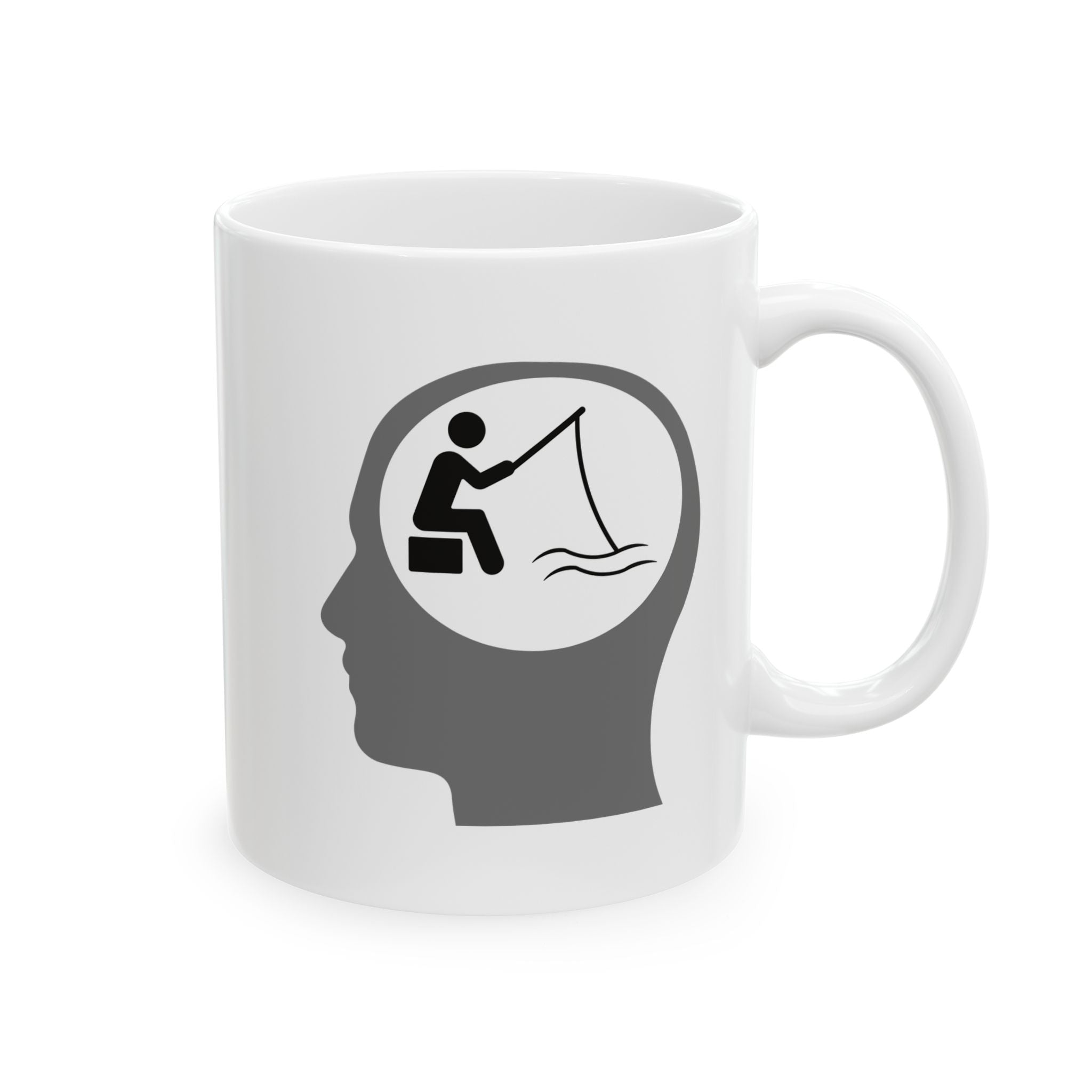 "Fishing On The Brain" Ceramic Mug, (11oz, 15oz). #fishing #fish #fisherman #coffeemugs #outdoors #coffee