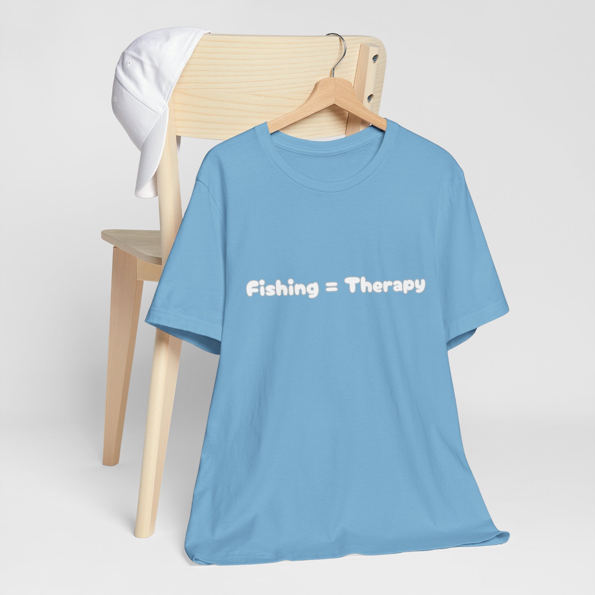 Unisex  "Fishing = Therapy" Jersey Short Sleeve Tee.