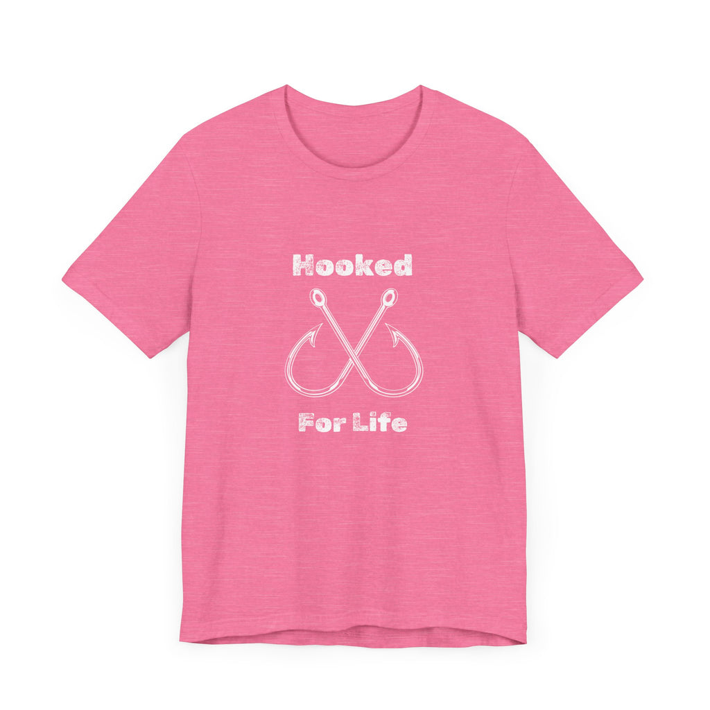 "Hooked for Life" Fishing Tee - Unisex Short Sleeve Shirt Express Delivery available.
