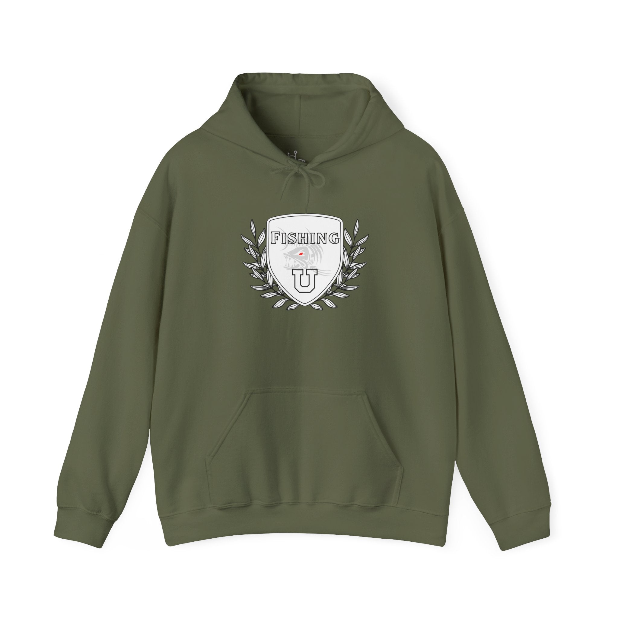 "Fishing University" Unisex Heavy Blend Hoodie - Fun Design for Fishermen