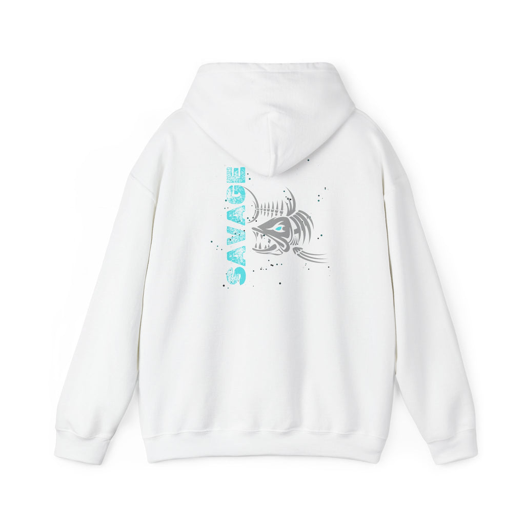 "Savage" Fish Hoodie - Retro Aqua Graphic Hooded Sweatshirt