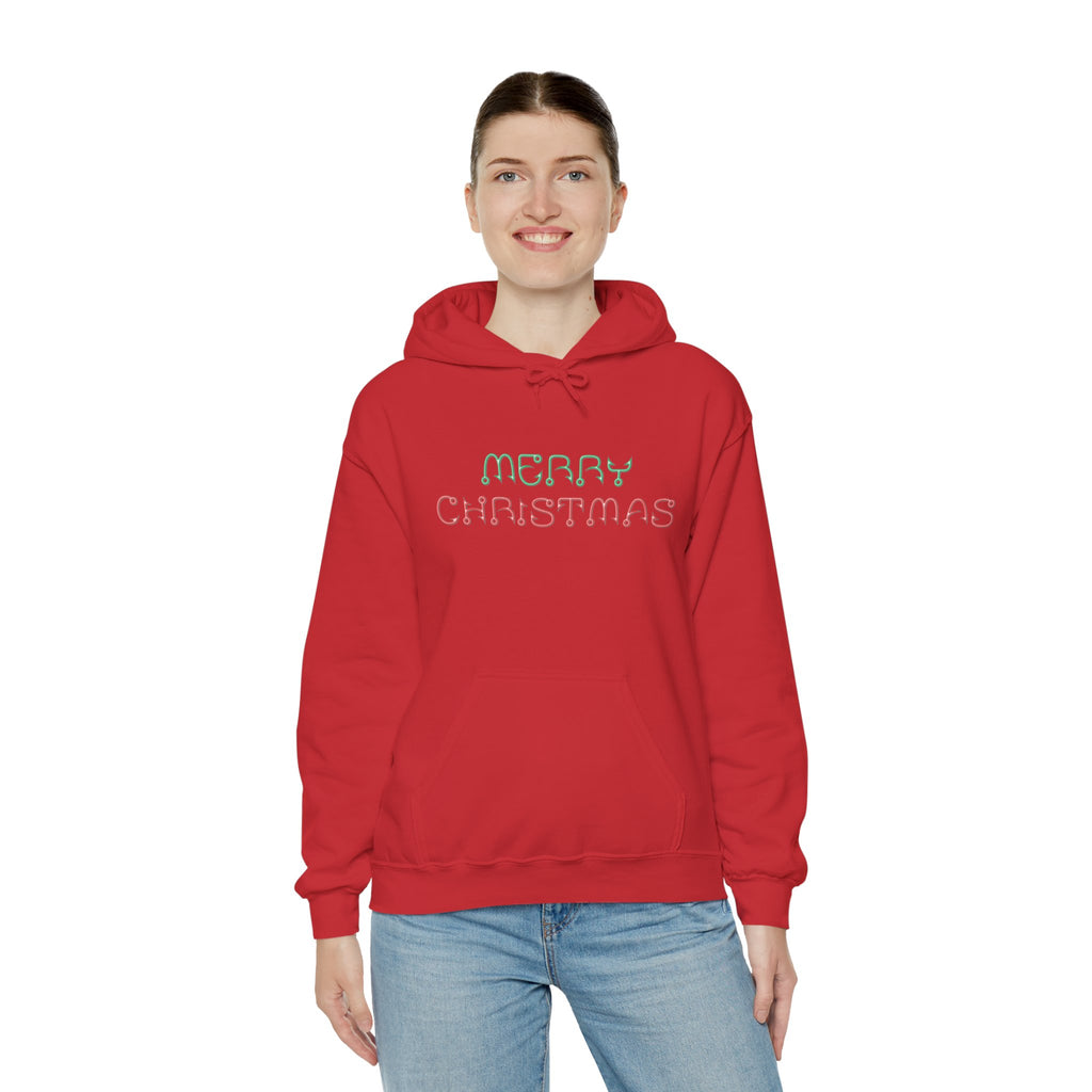 Merry Christmas Fishing Hook Script Hoodie — Cozy Holiday Sweatshirt