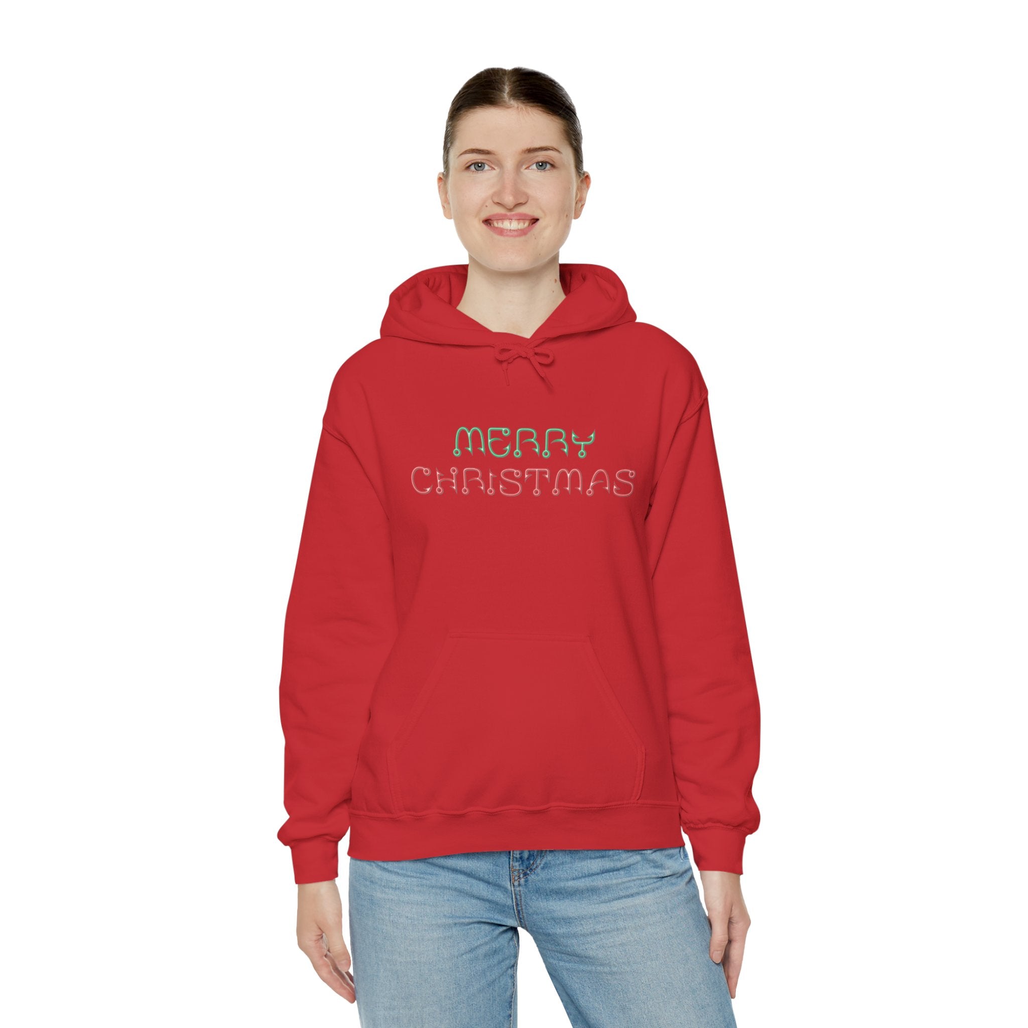 Merry Christmas Fishing Hook Script Hoodie — Cozy Holiday Sweatshirt