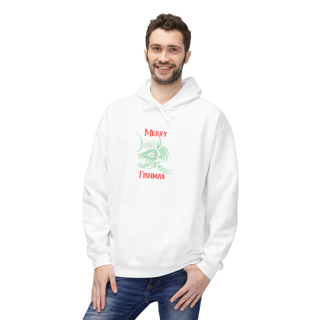 "Merry Fishmas" Hoodie — Holiday Fishing Graphic Pullover