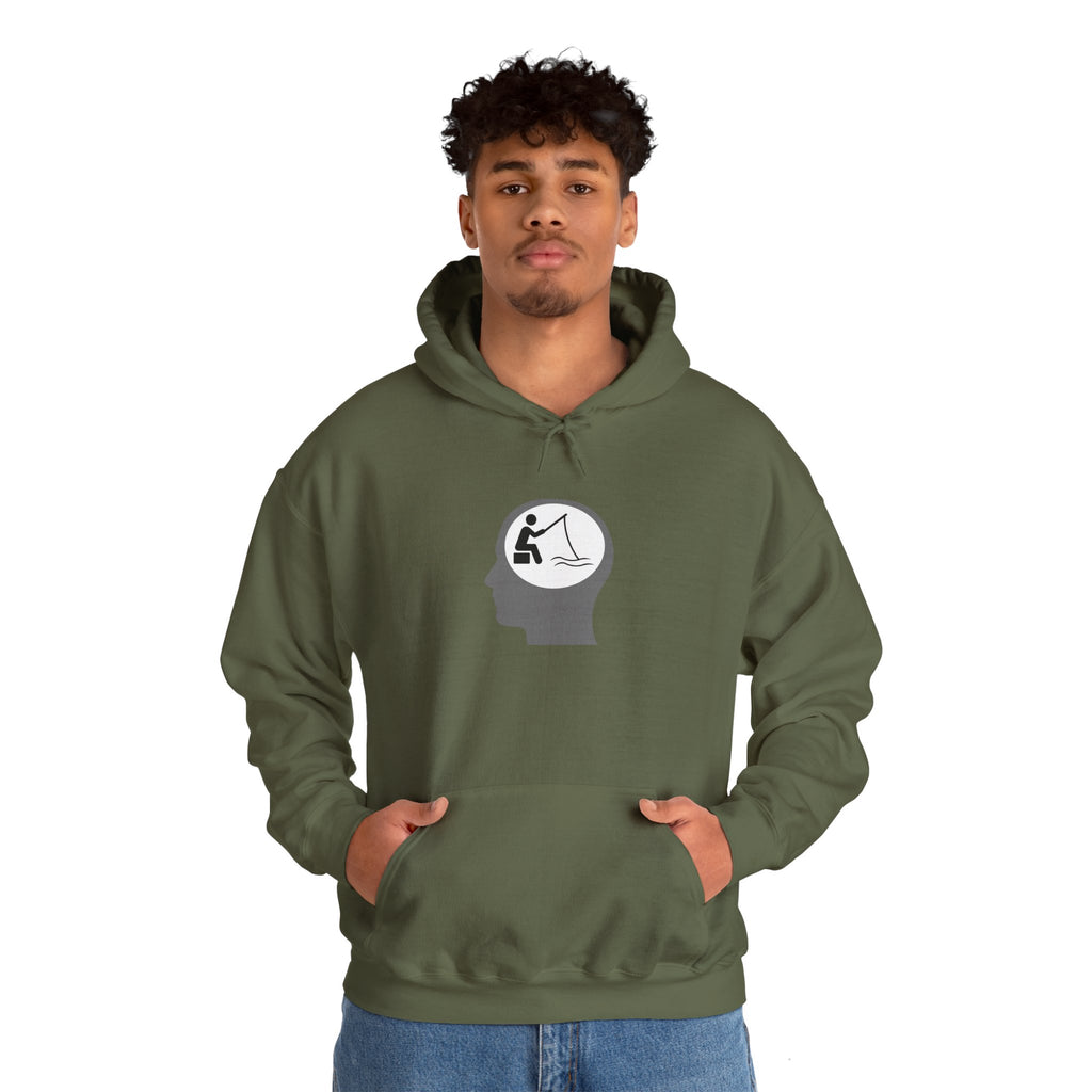 "Fishing On The Brain" Hoodie - Unisex Heavy Blend Sweatshirt with Relaxing Design