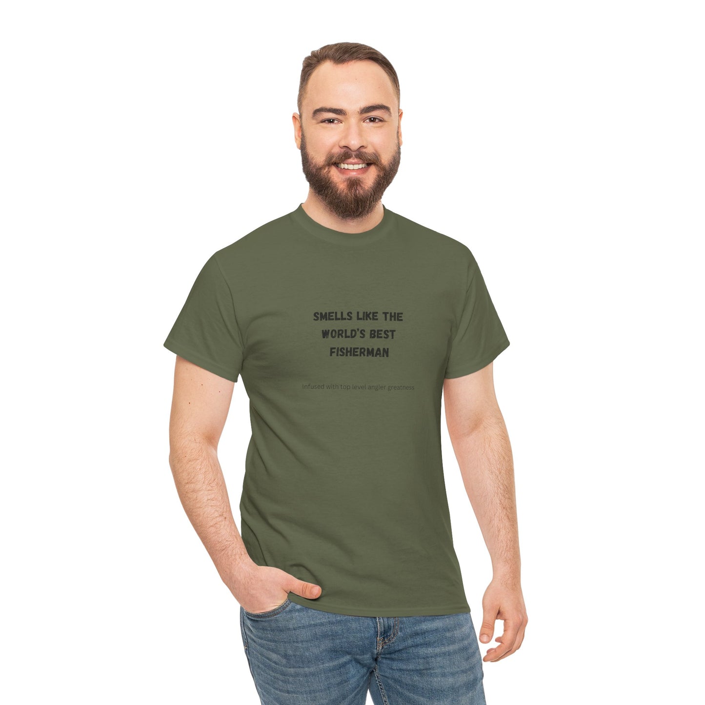 "Smells Like the World's Best Fisherman" Unisex Heavy Cotton Tee - Perfect Fishing Gift