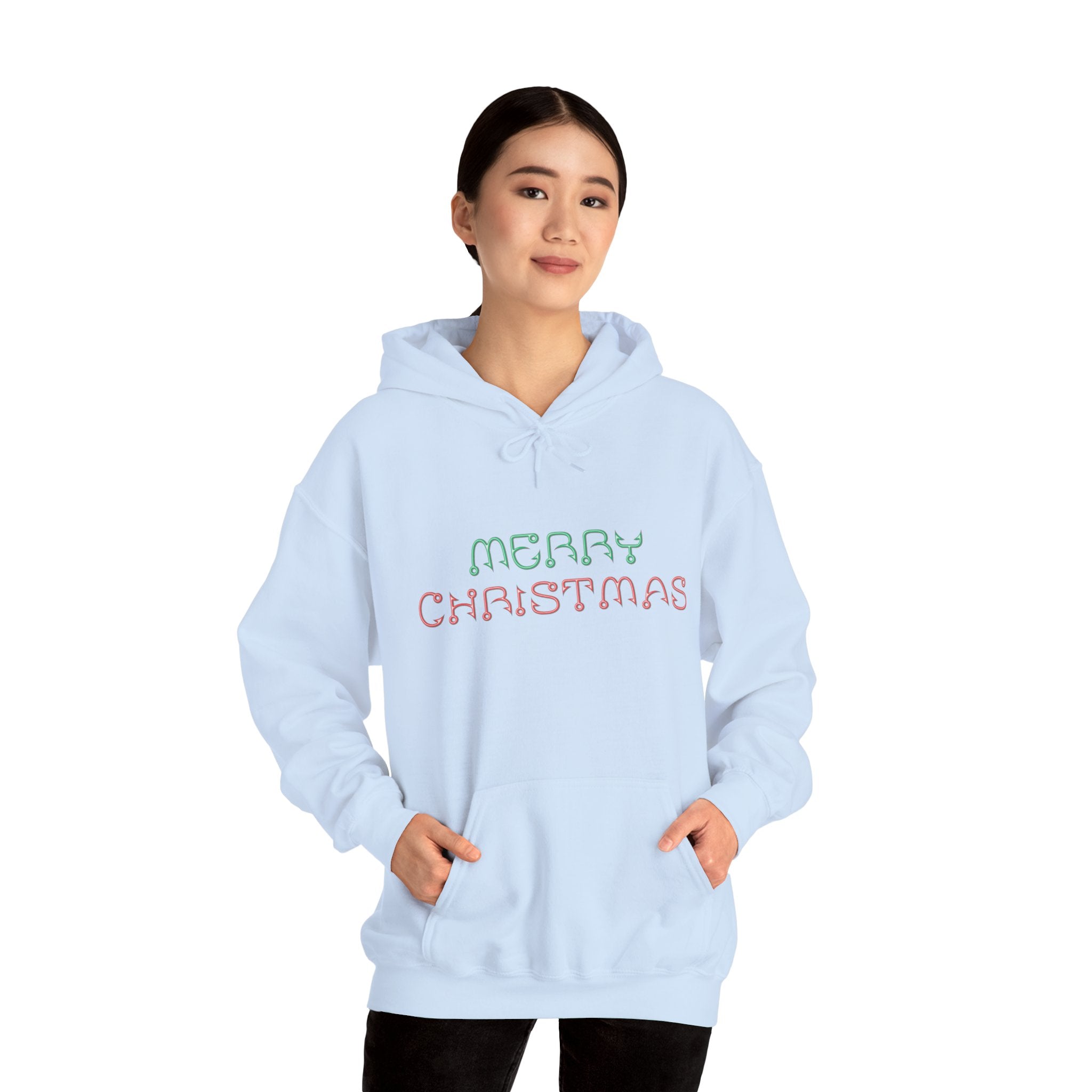 Merry Christmas Fishing Hook Script Hoodie — Cozy Holiday Sweatshirt