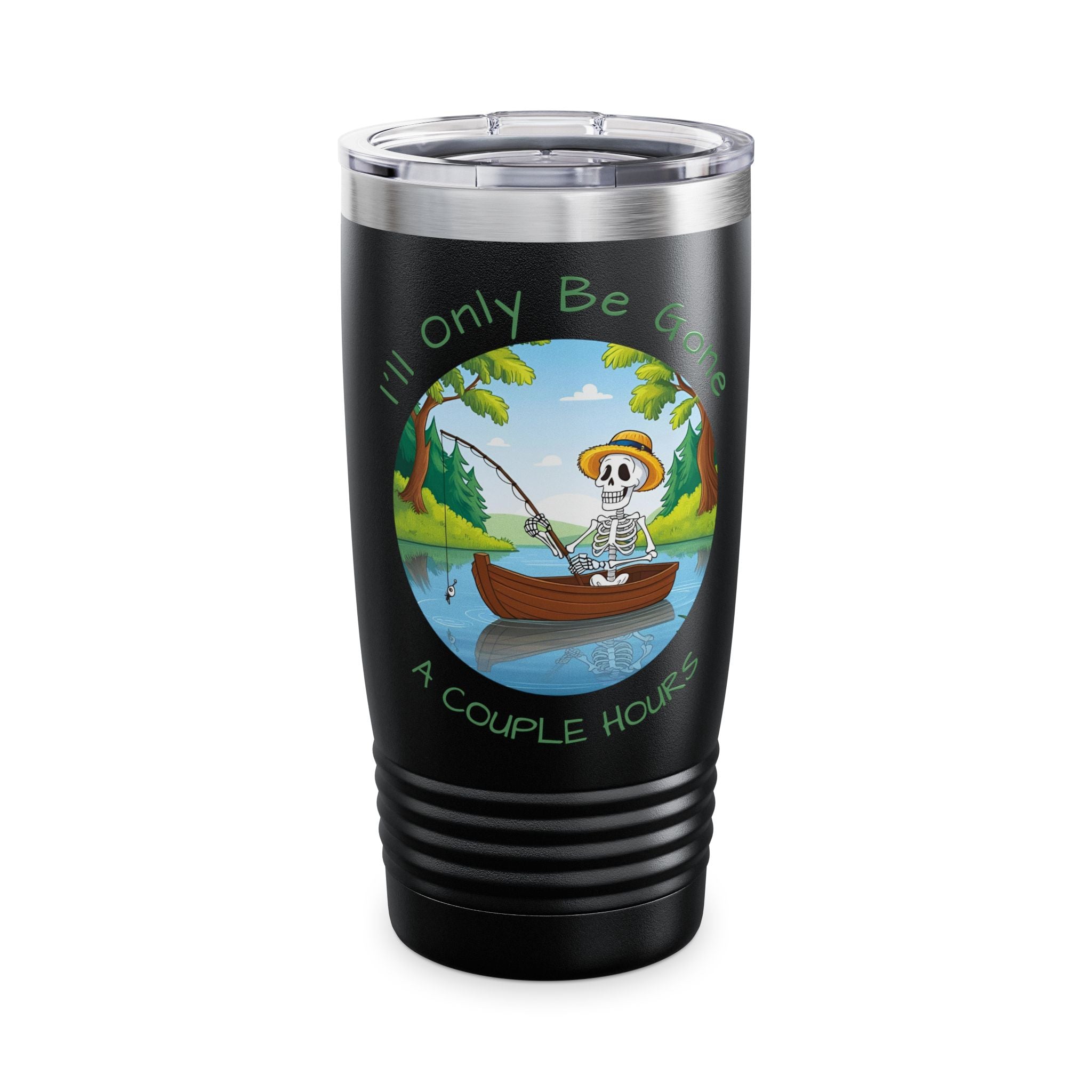 "I'll Only Be Gone A Couple Hours" Fishing Theme - 20oz Insulated Travel Mug for Outdoor Enthusiasts