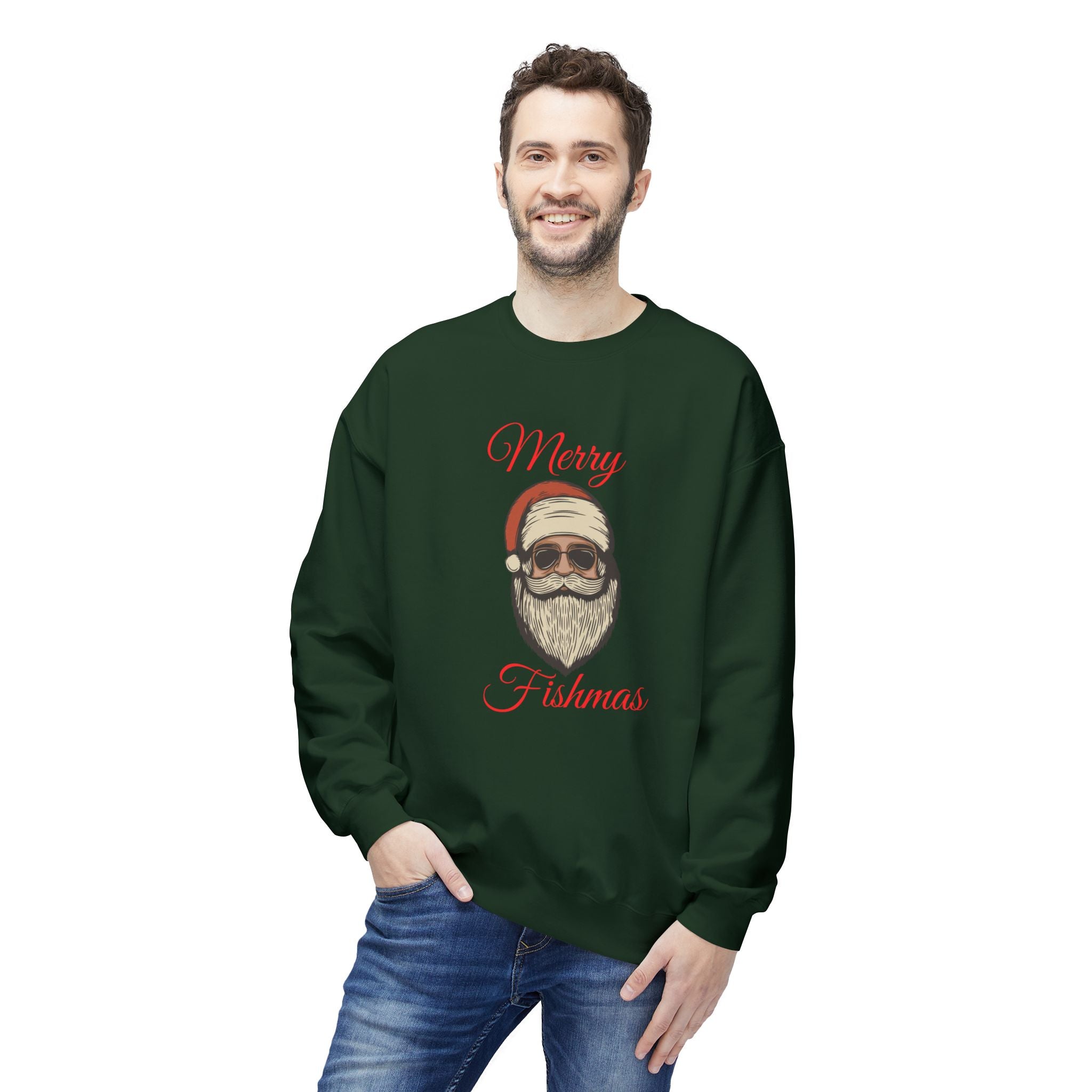 Merry Fishmas Sweatshirt — Santa Fish Holiday Crewneck