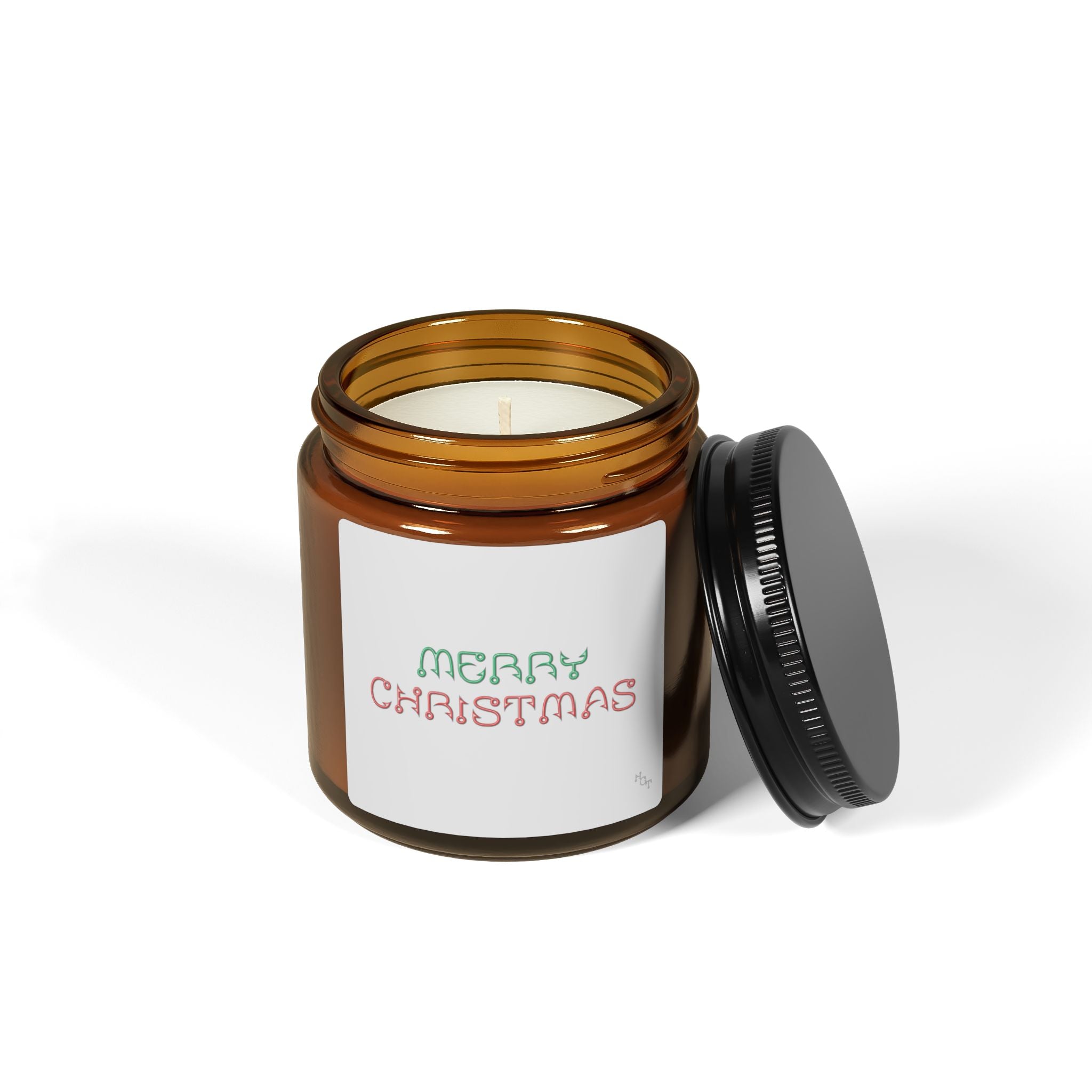 Merry Christmas Scented Soy Candle — Amber Jar Holiday Candle