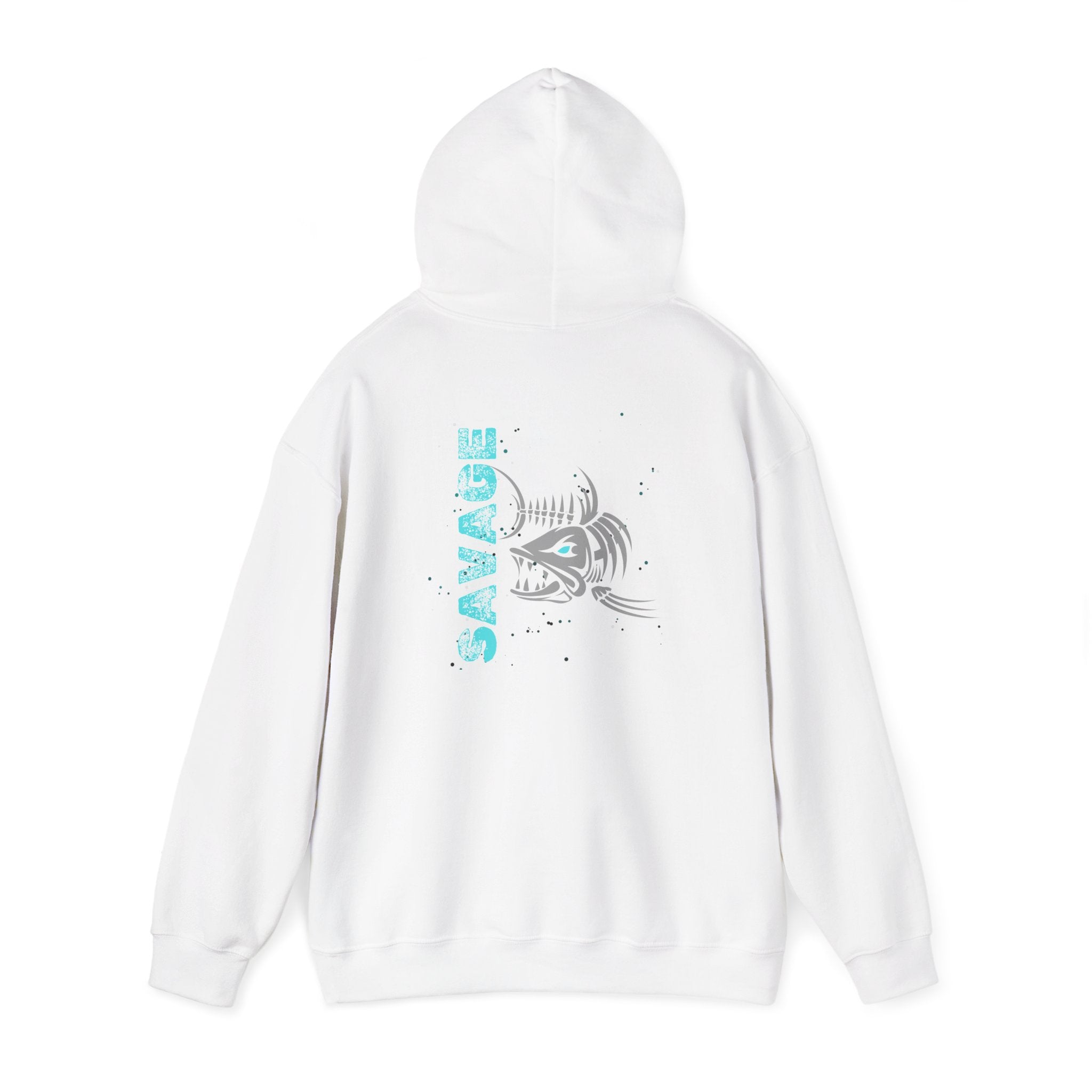 "Savage" Fish Hoodie - Retro Aqua Graphic Hooded Sweatshirt